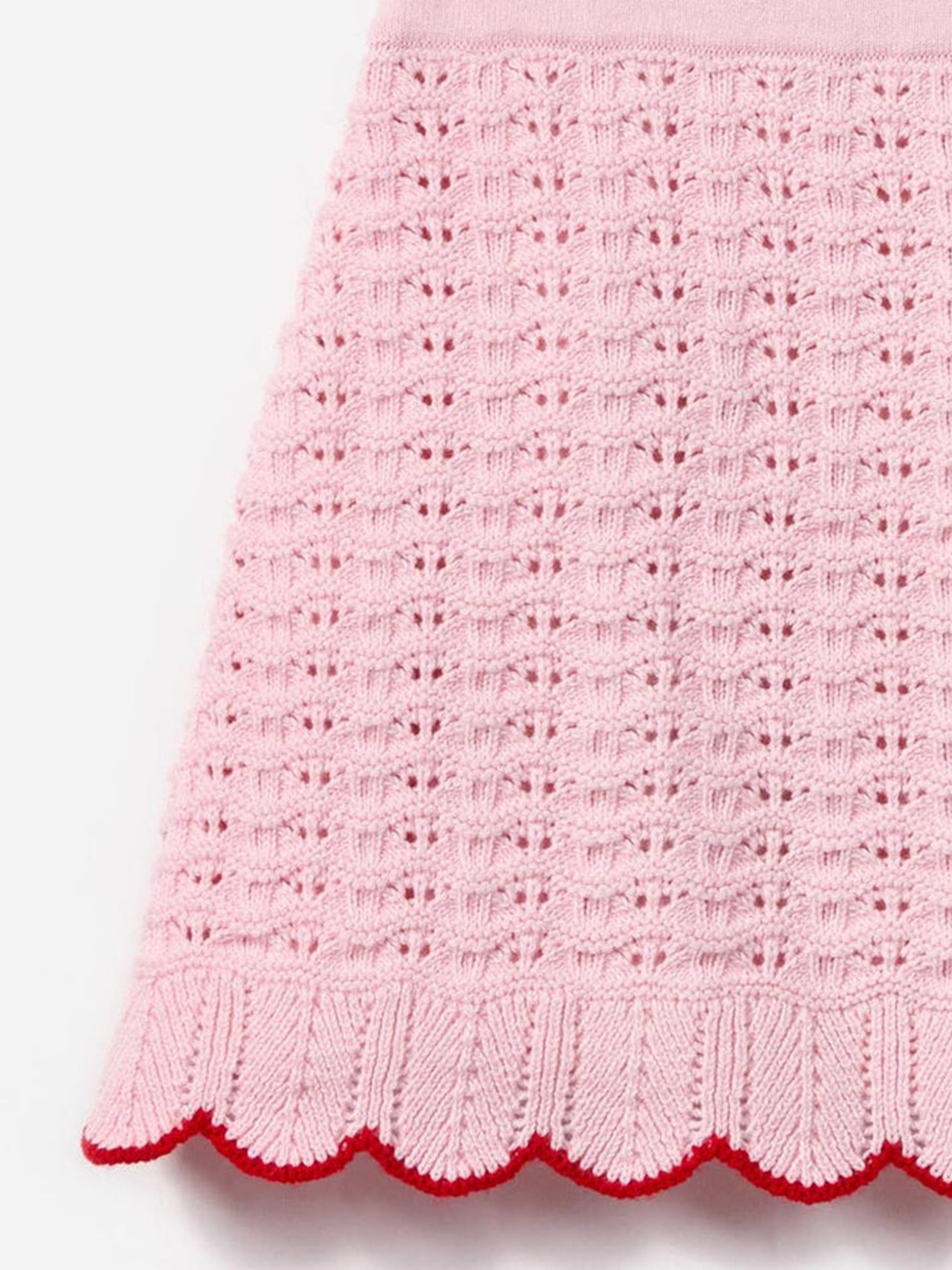 Girls Textured Knit Heart Detail Skirt in Pink 2025 Online