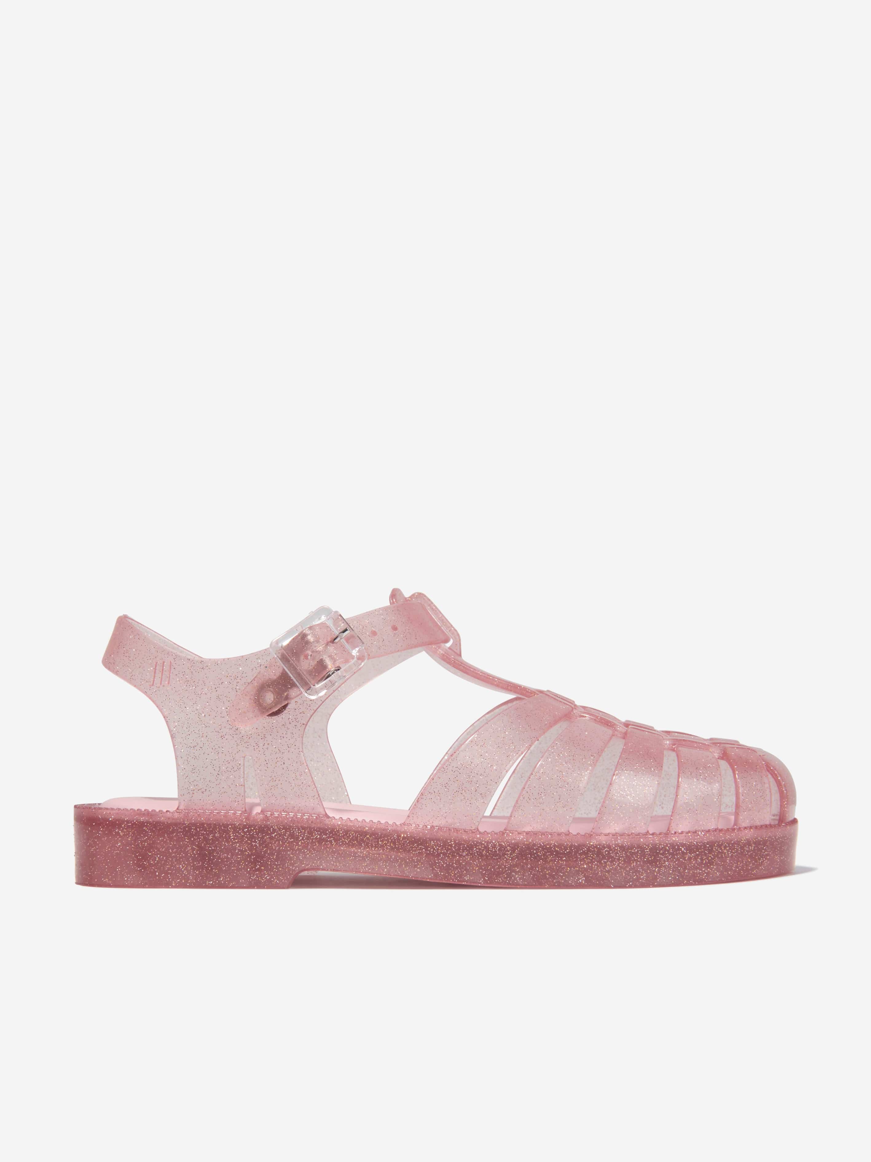 Mini Melissa Girls Glitter Jelly Sandals in Pink Order Cheap Online
