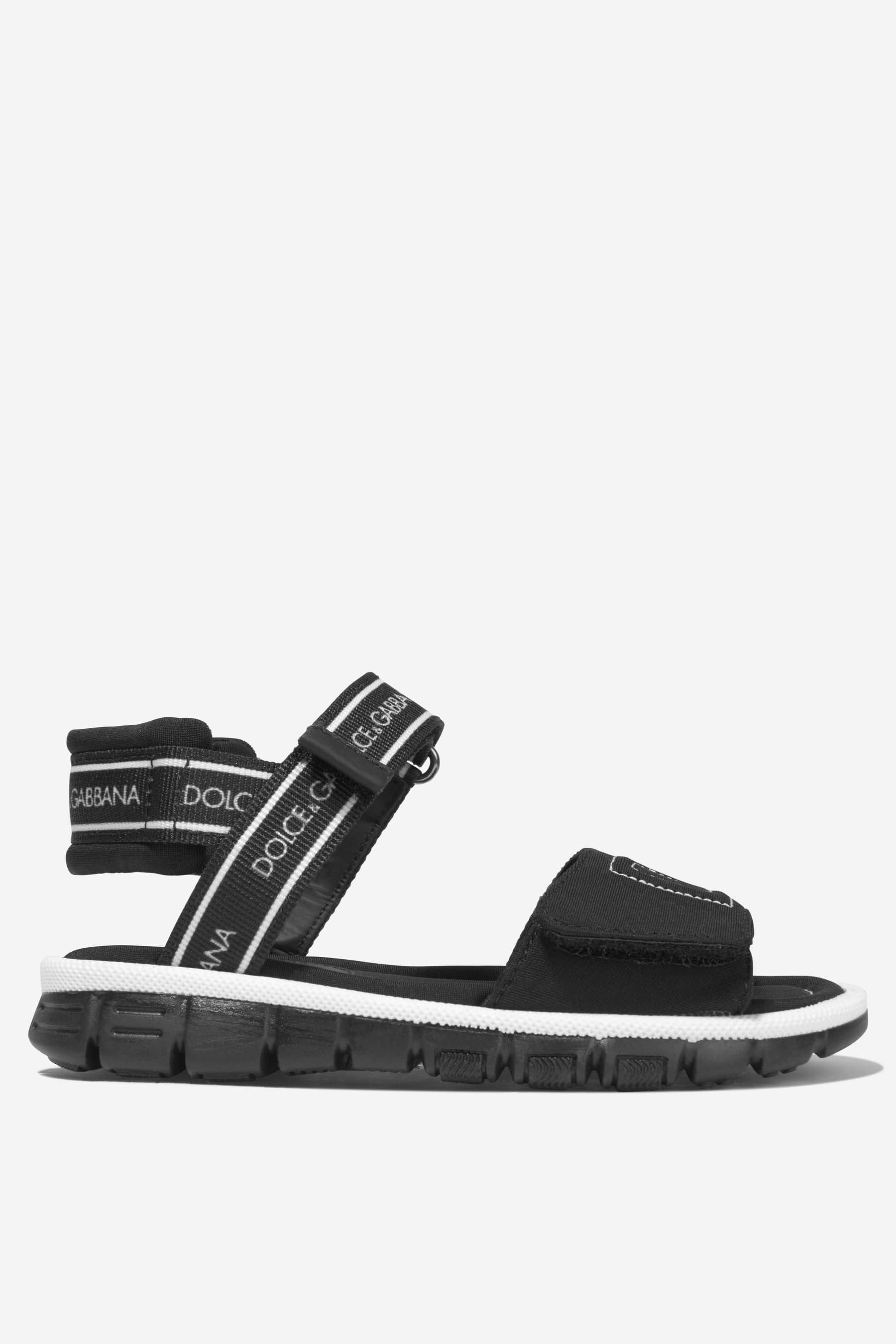 Dolce & Gabbana Boys Logo Strap Sandals in Black Cheap Sale How Much