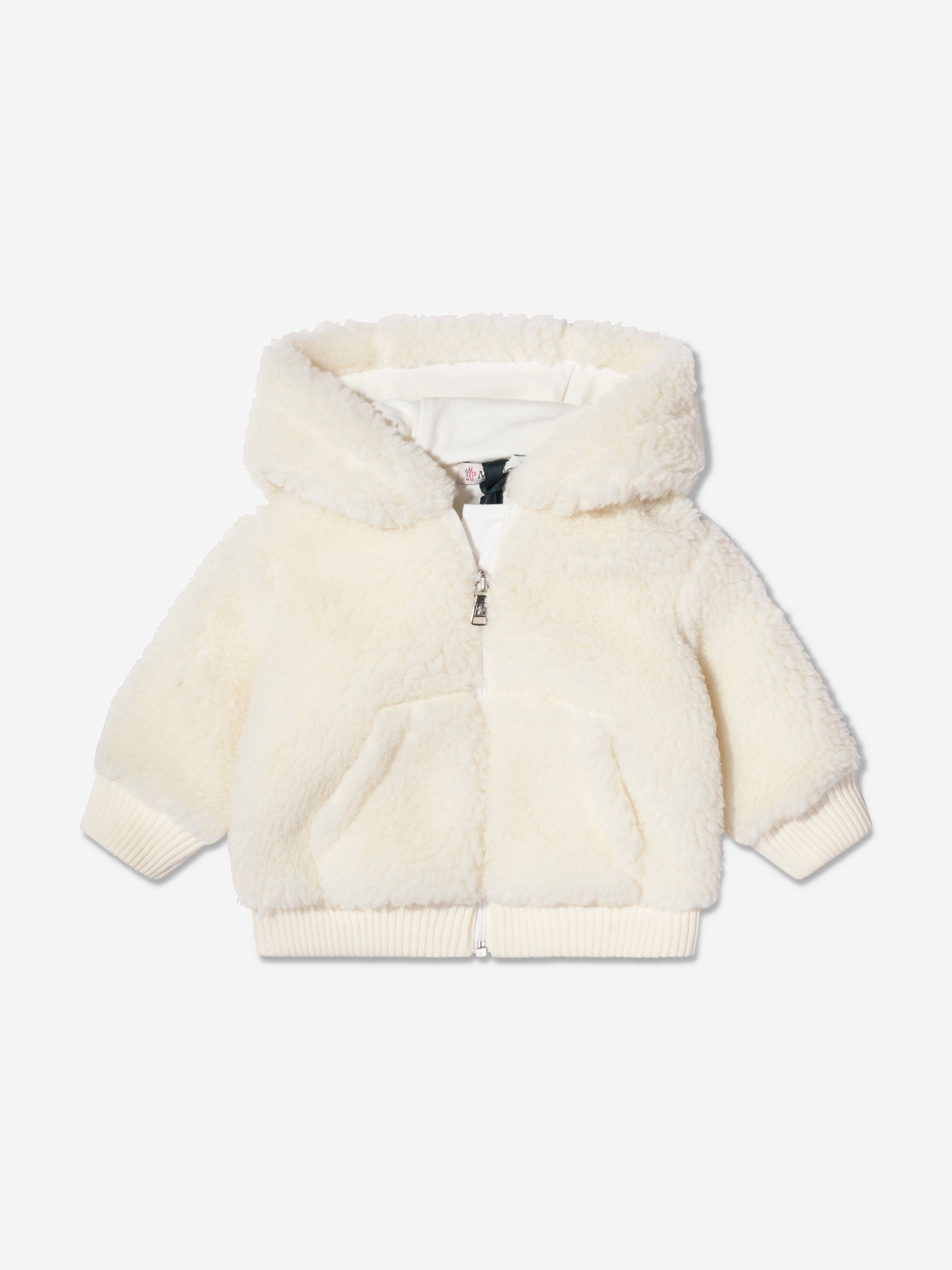 Moncler Enfant Baby Boys Fluffy Zip Up Top in Ivory Free Shipping Low Pice