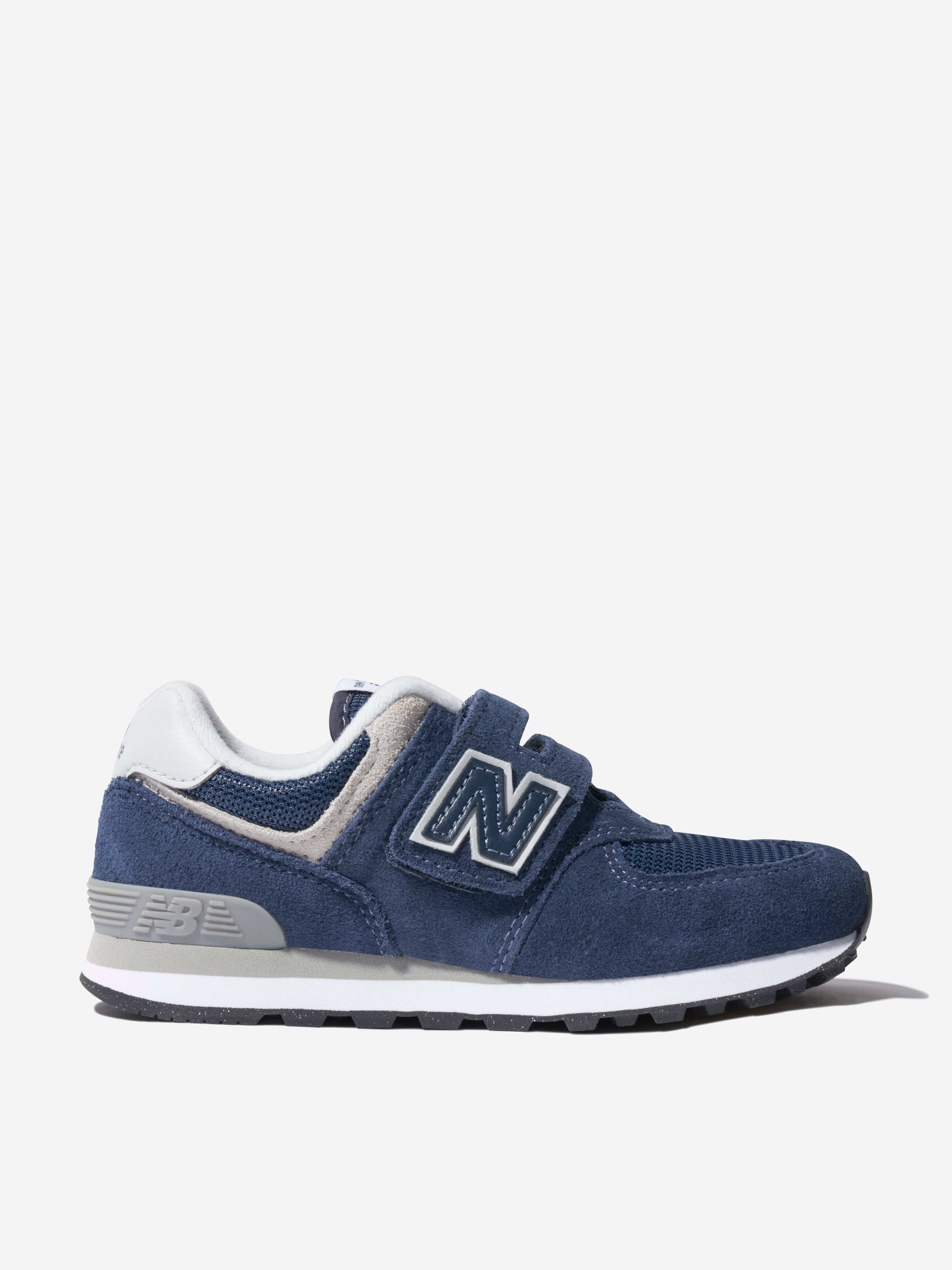 New Balance Kids 574 Lace Up Logo Trainers in Navy Clearance High Quality