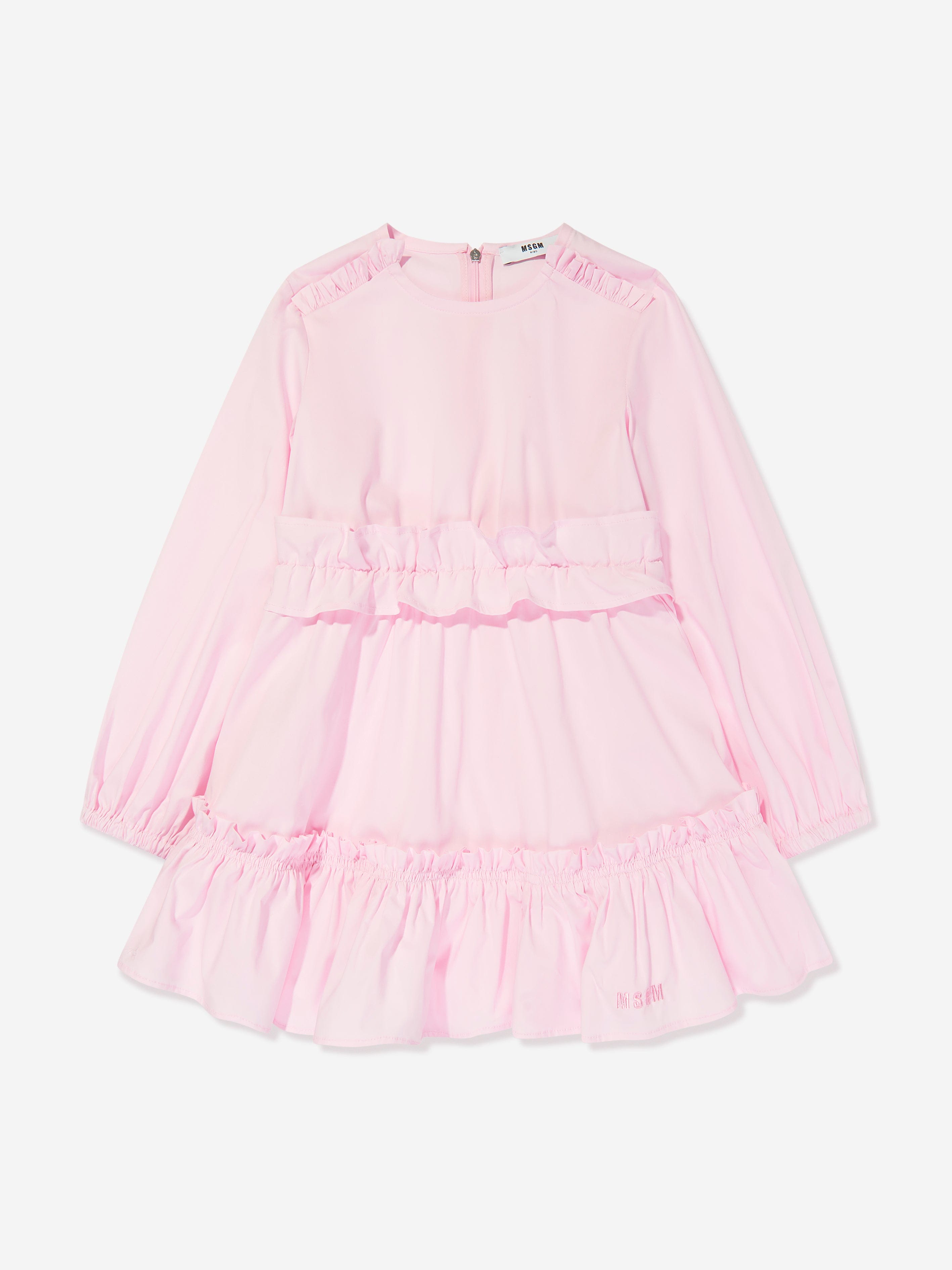MSGM Girls Poplin Dress in Pink Free Shipping Sale Online