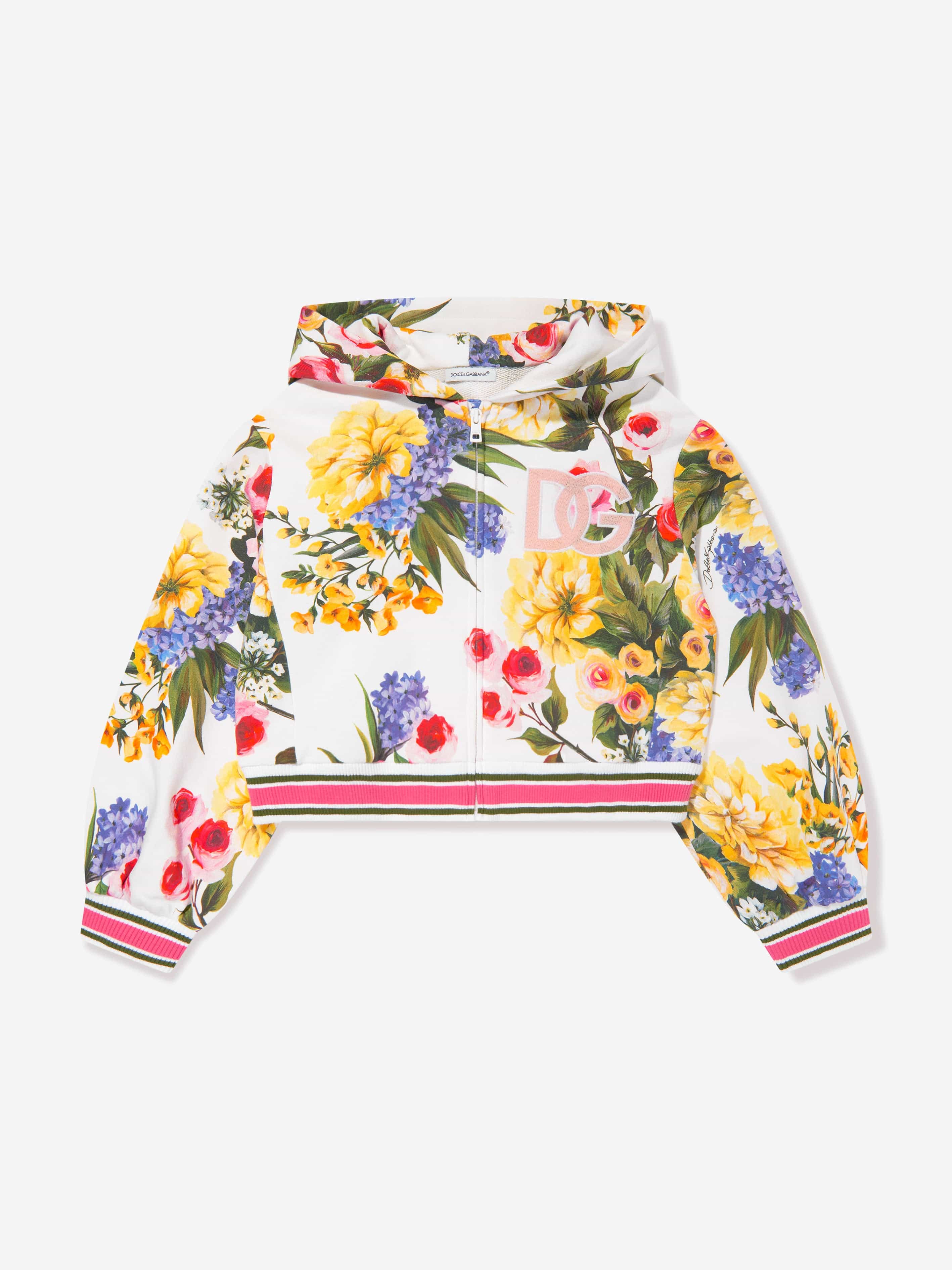 Dolce & Gabbana Girls Flower Print Zip Up Top in Multicolour Sale Low Pice
