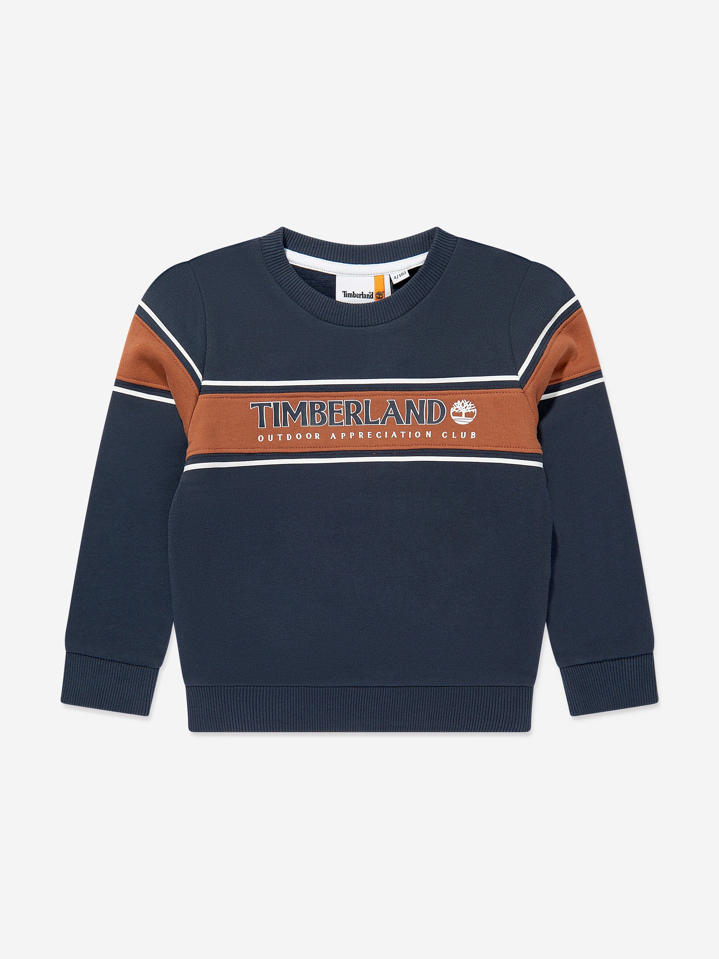 Timberland Boys Logo Print Sweatshirt in Navy Sale Discount