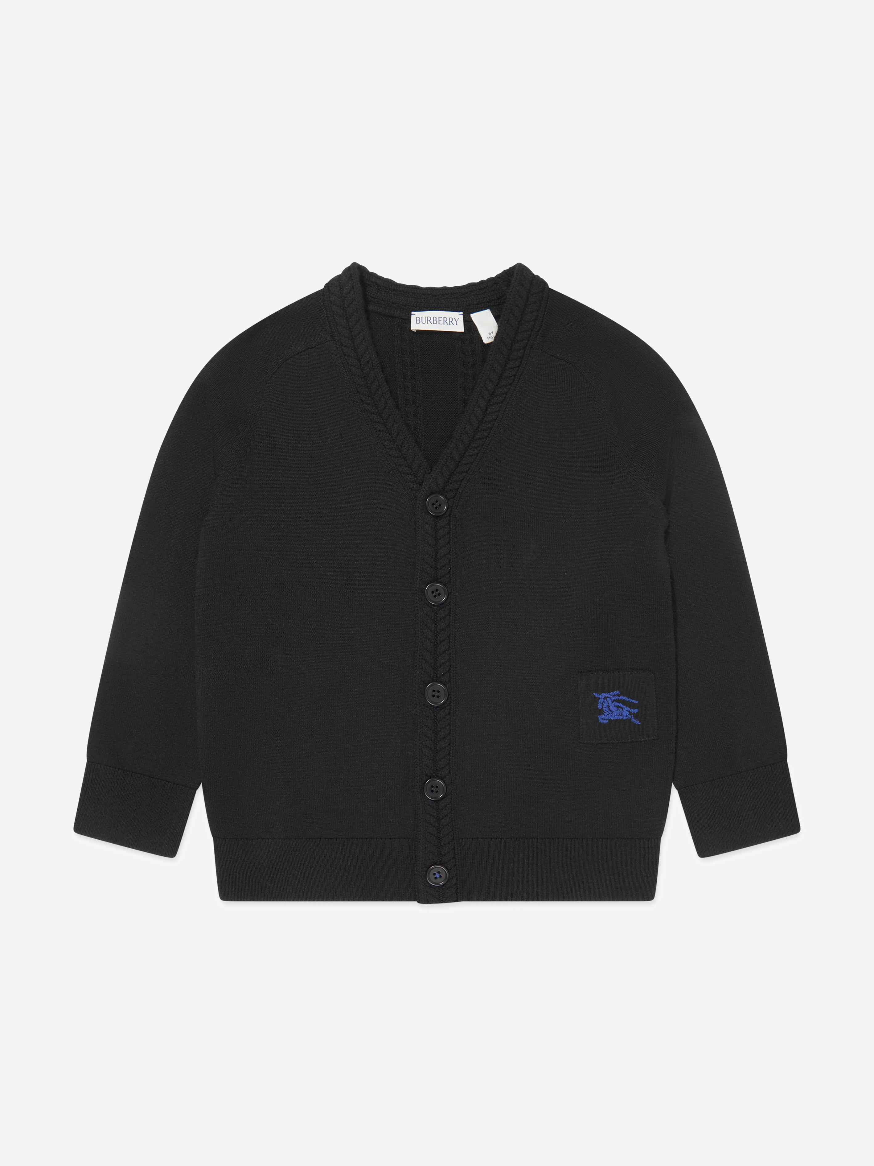 Burberry Boys Wool Knit Graham Cardigan in Black Sale Fake