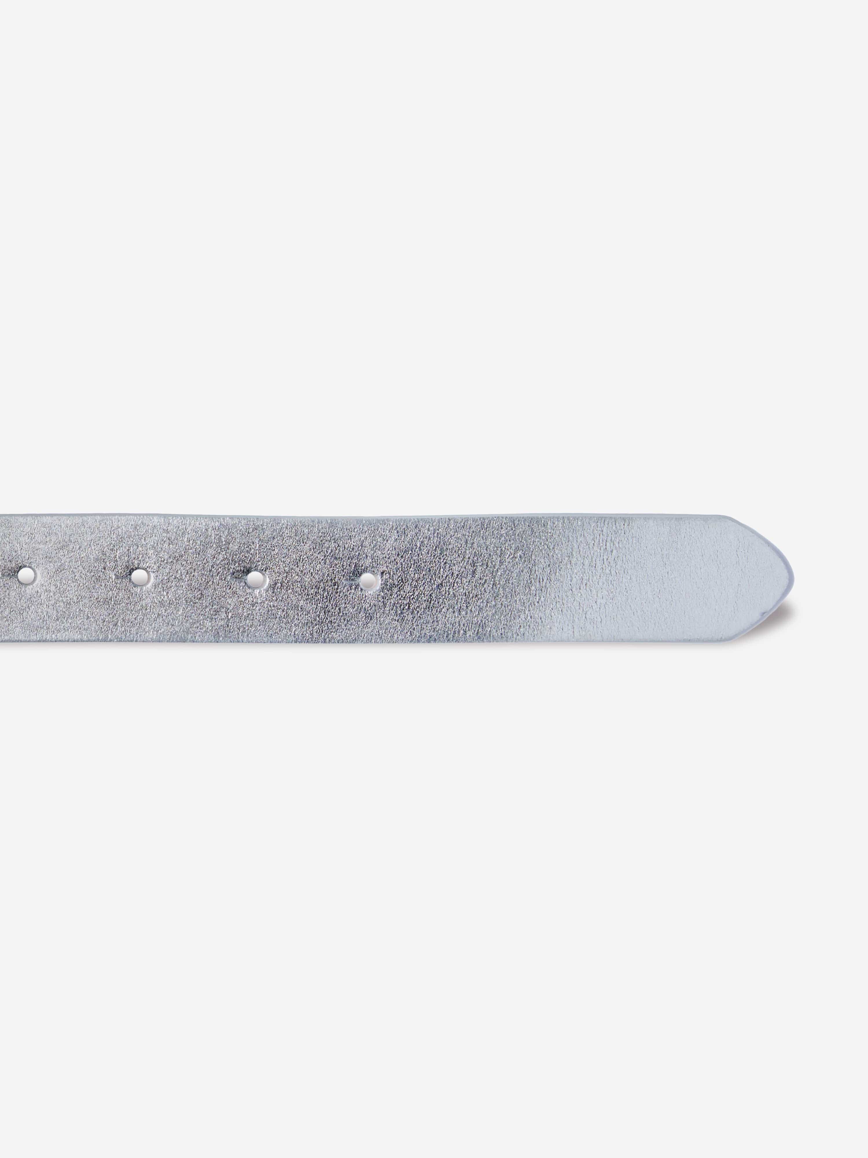 Diesel Kids Leather Oval D Belt in Silver Stockist Online