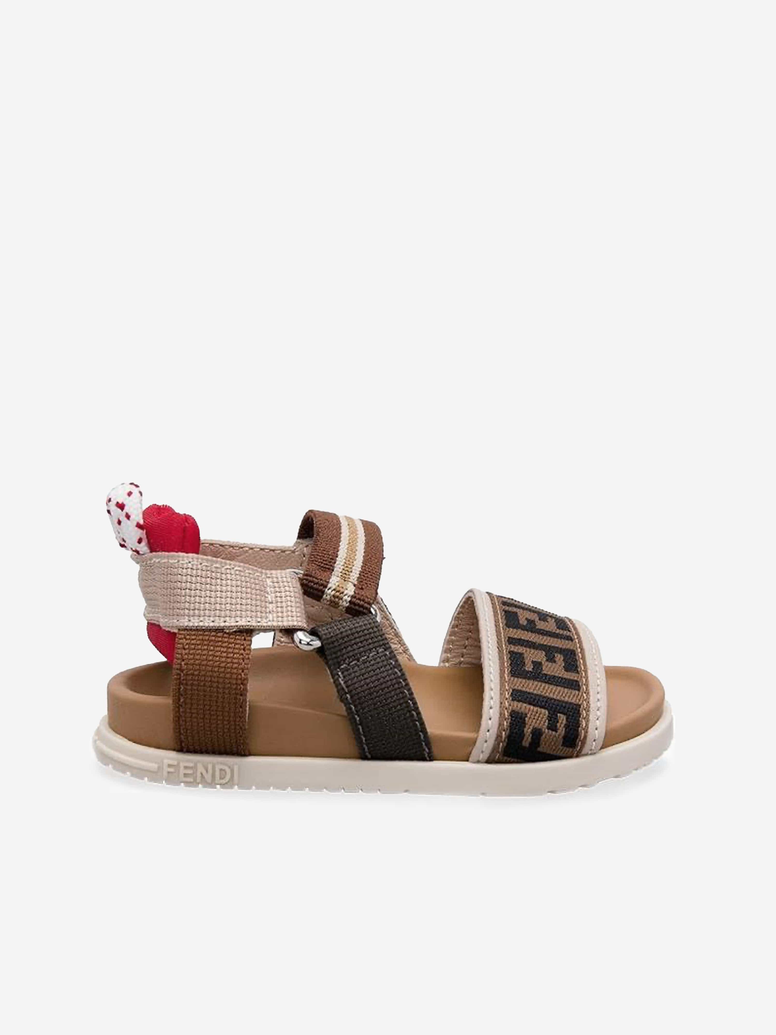 Fendi Kids FF Logo Sandals in Beige Pay With Paypal Cheap Pice