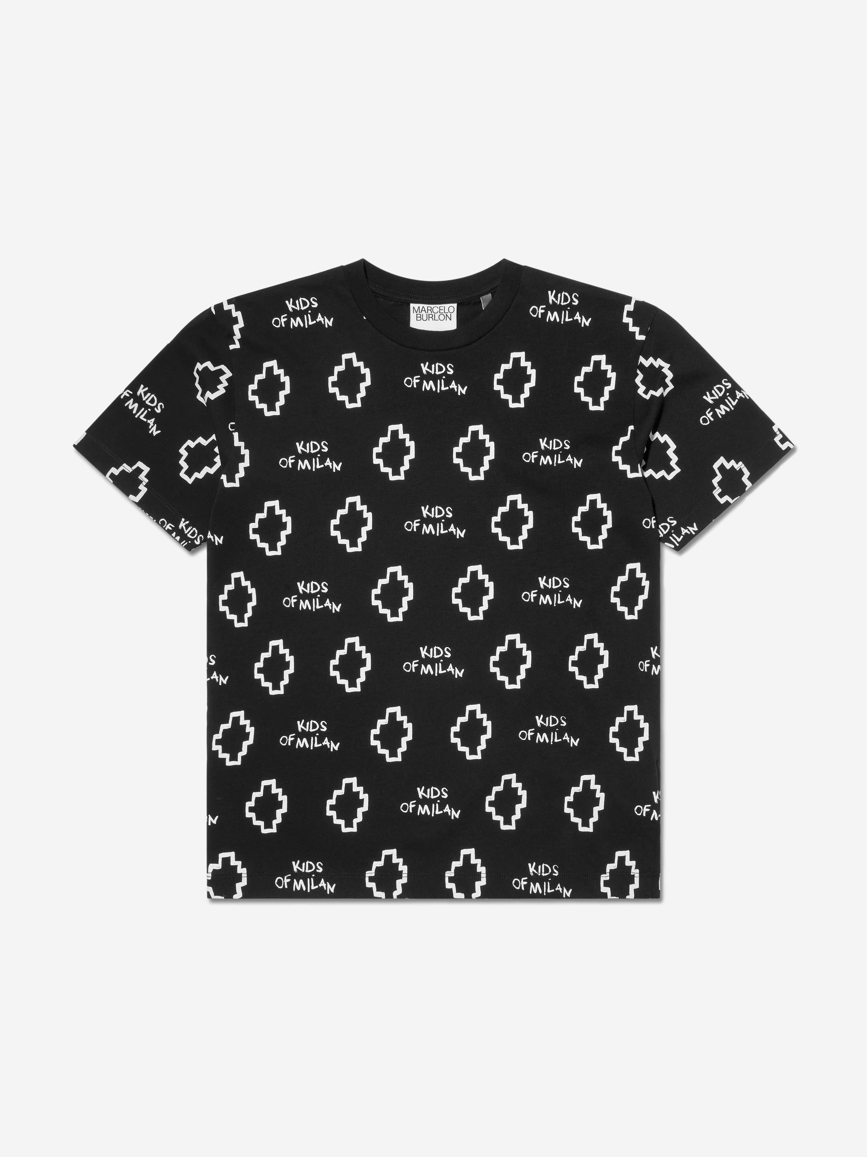 Marcelo Burlon Boys Cotton Short Sleeve Logo T-Shirt Sale Professional