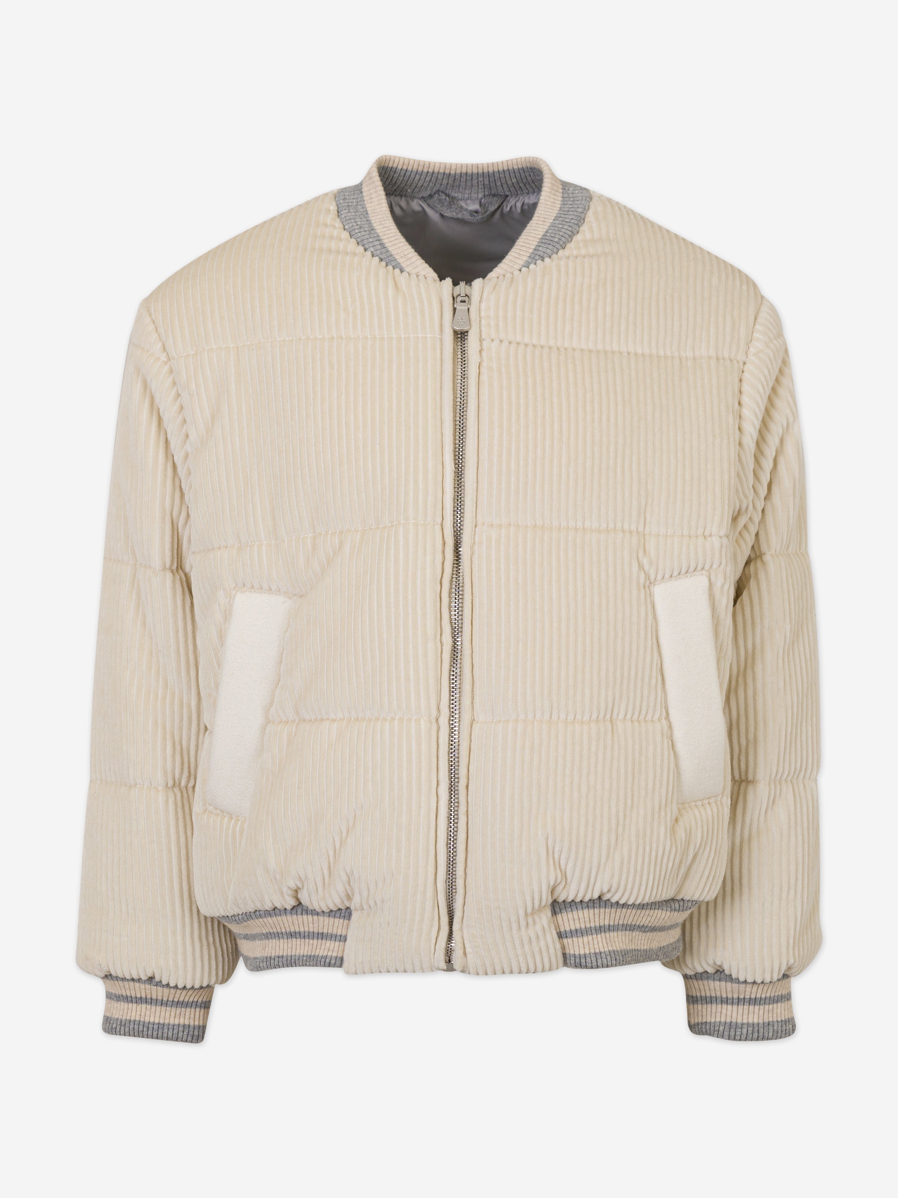 Eleventy Boys Corduroy Puffer Jacket in Ivory 2025 Cheap Online
