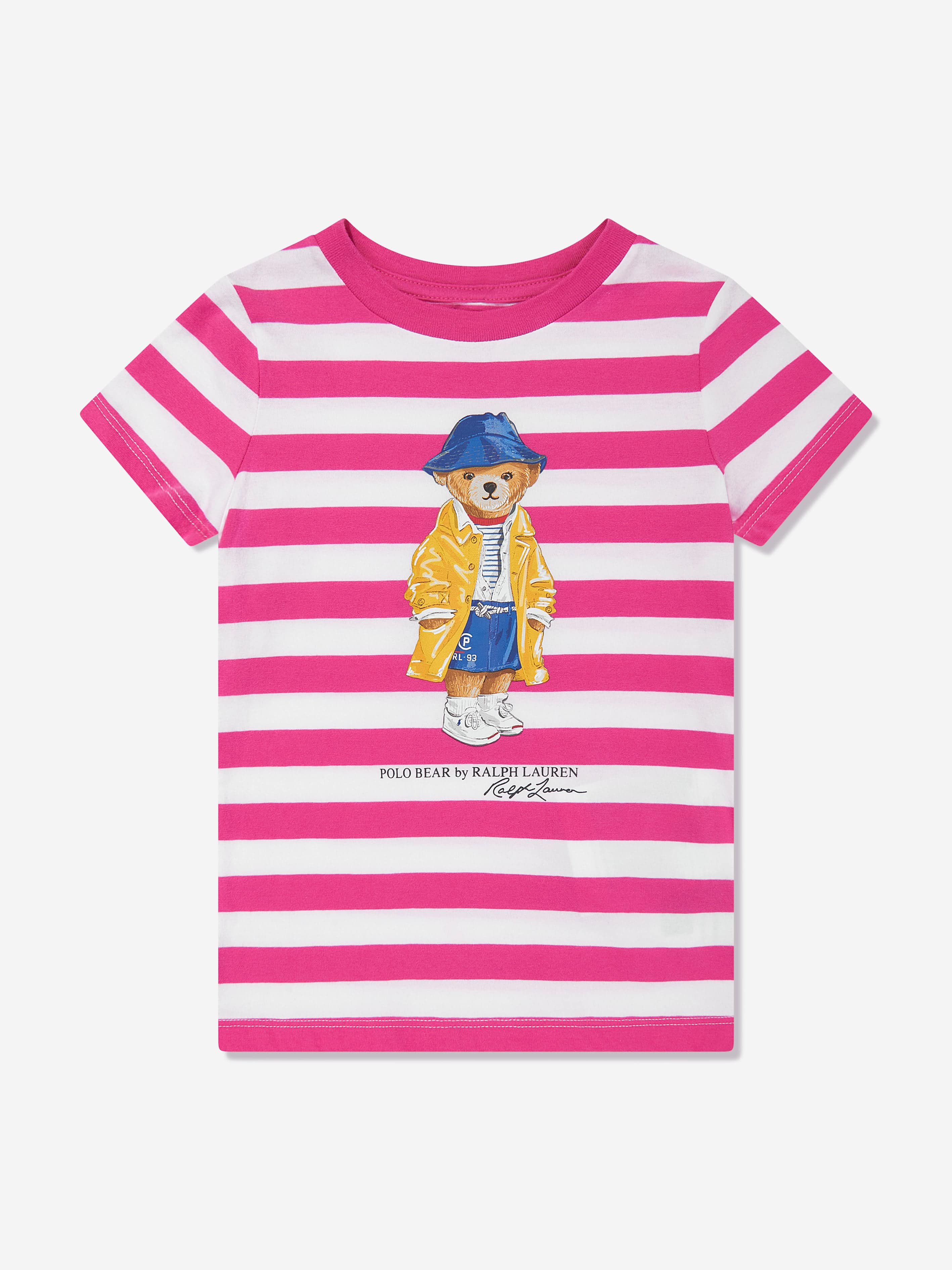Girls Striped Polo Bear T-Shirt in Pink Cheap Supply