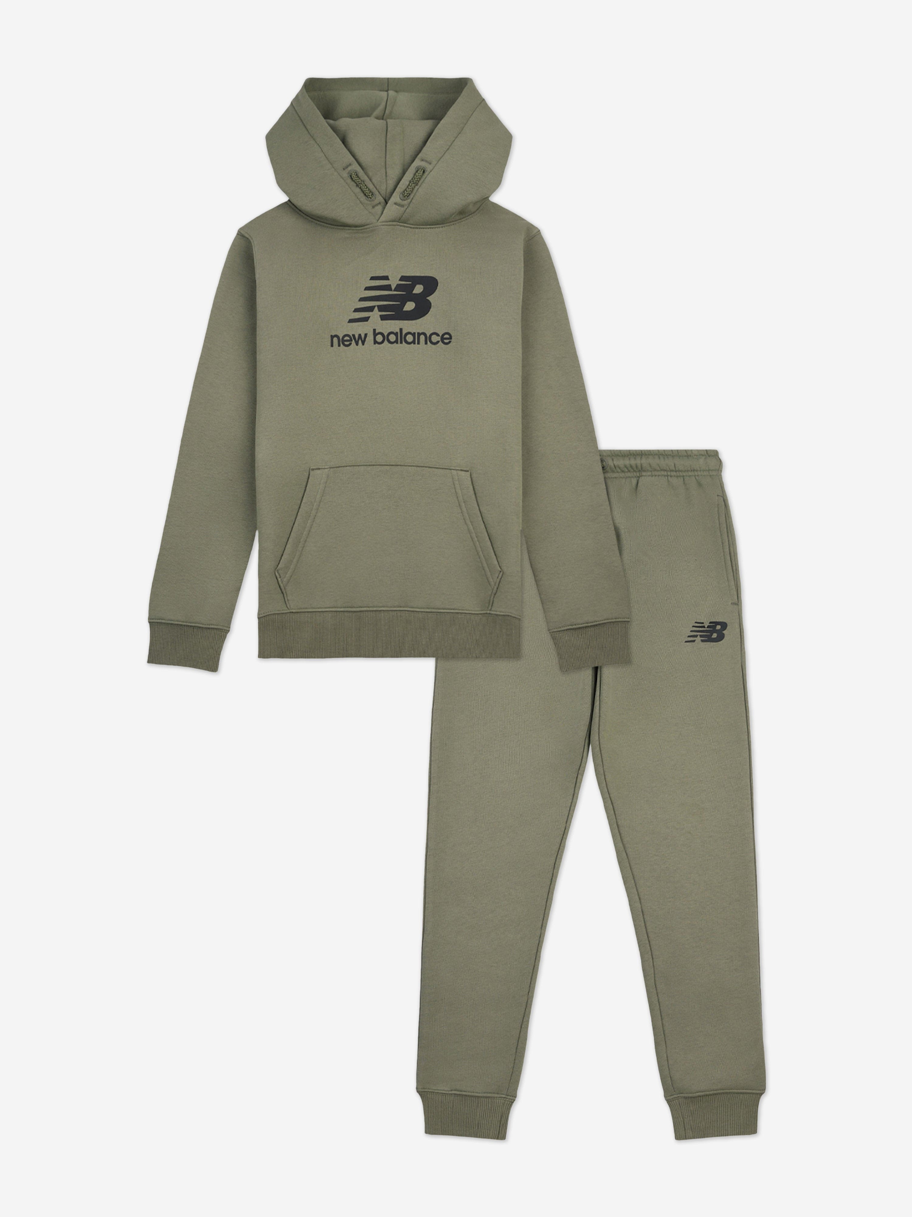 New Balance Boys Brush Back Stacked Logo Tracksuit in Green Sale Recommend