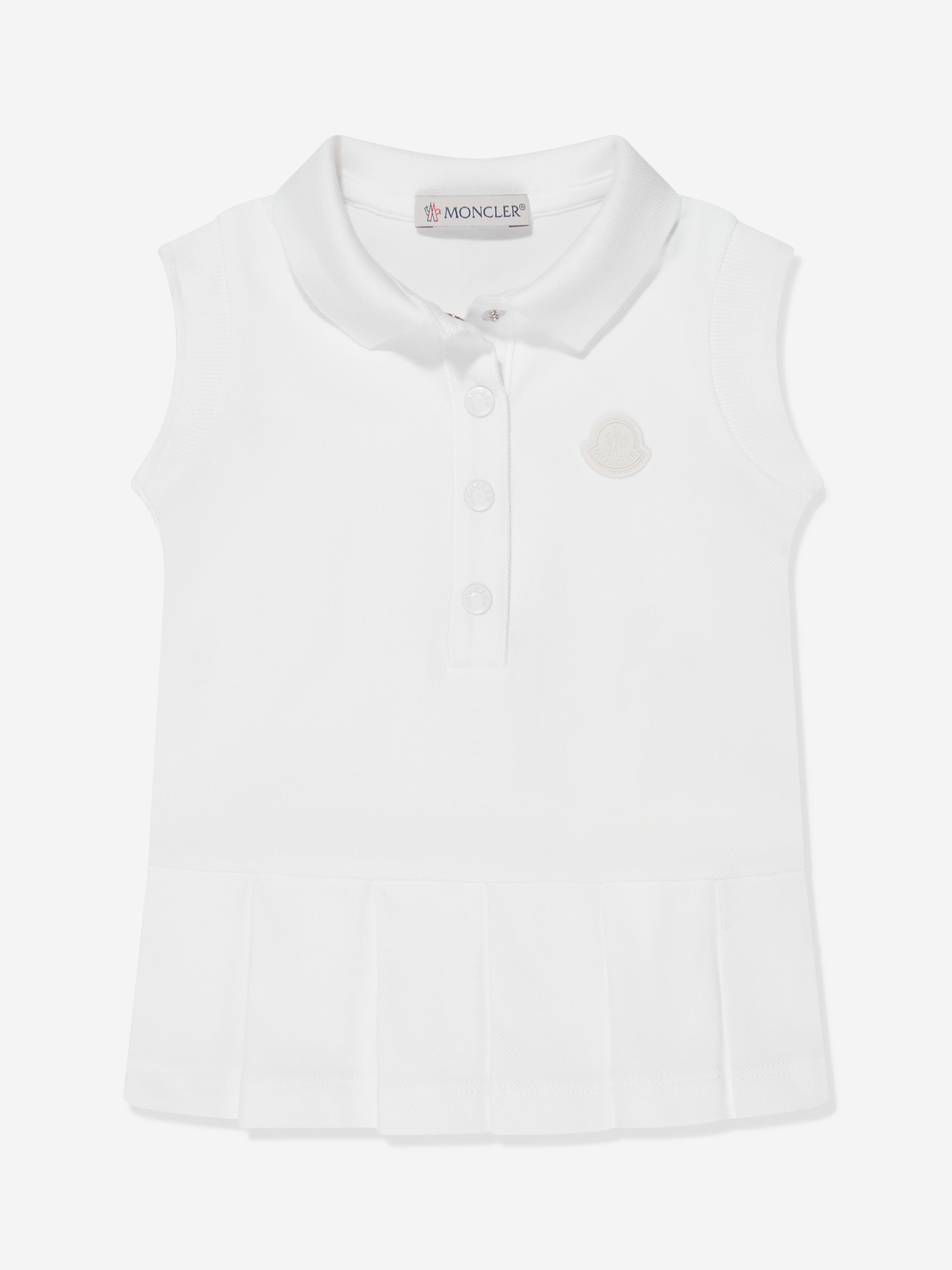 Moncler Enfant Baby Girls Sleeveless Polo Dress in White Free Shipping View
