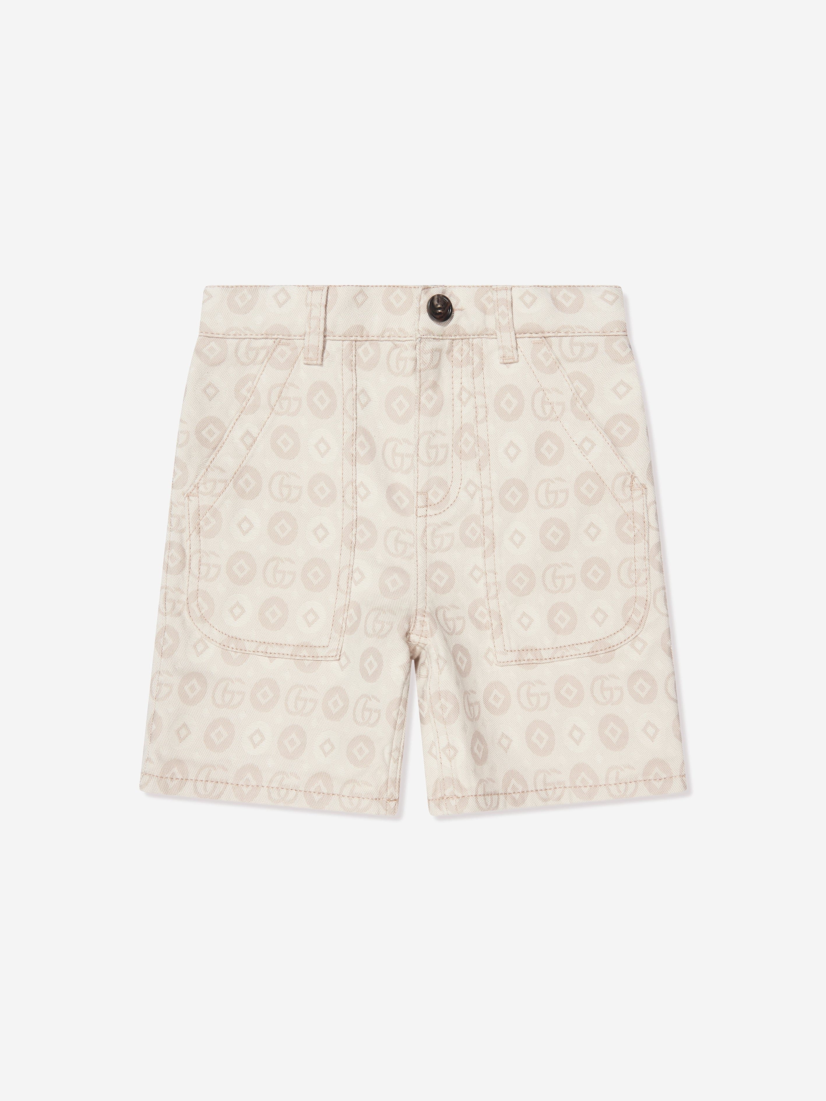 Gucci Kids Jacquard GG Denim Shorts in Ivory Perfect Cheap Pice