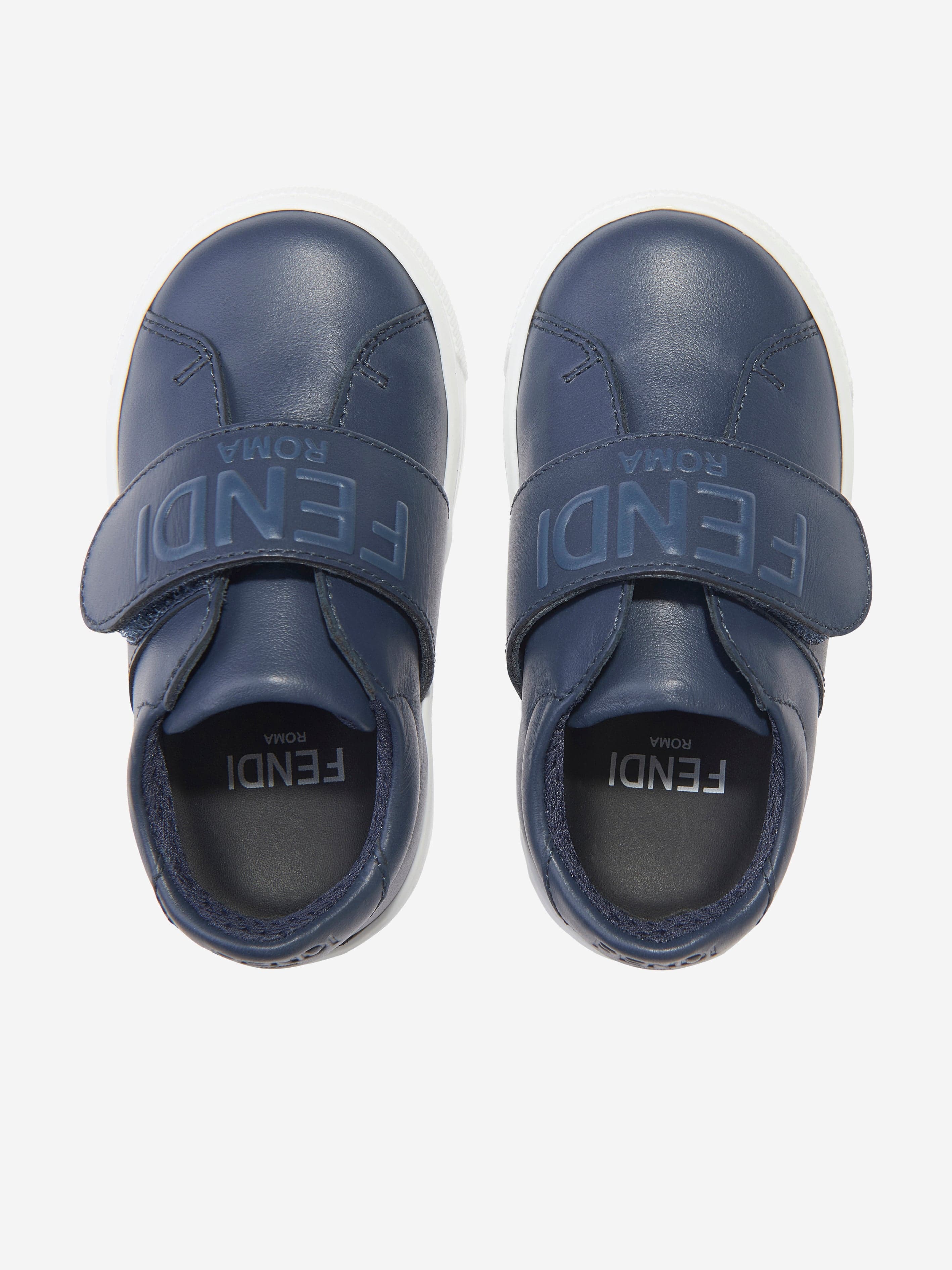 Fendi Kids Leather Logo Trainers in Navy Eastbay Online