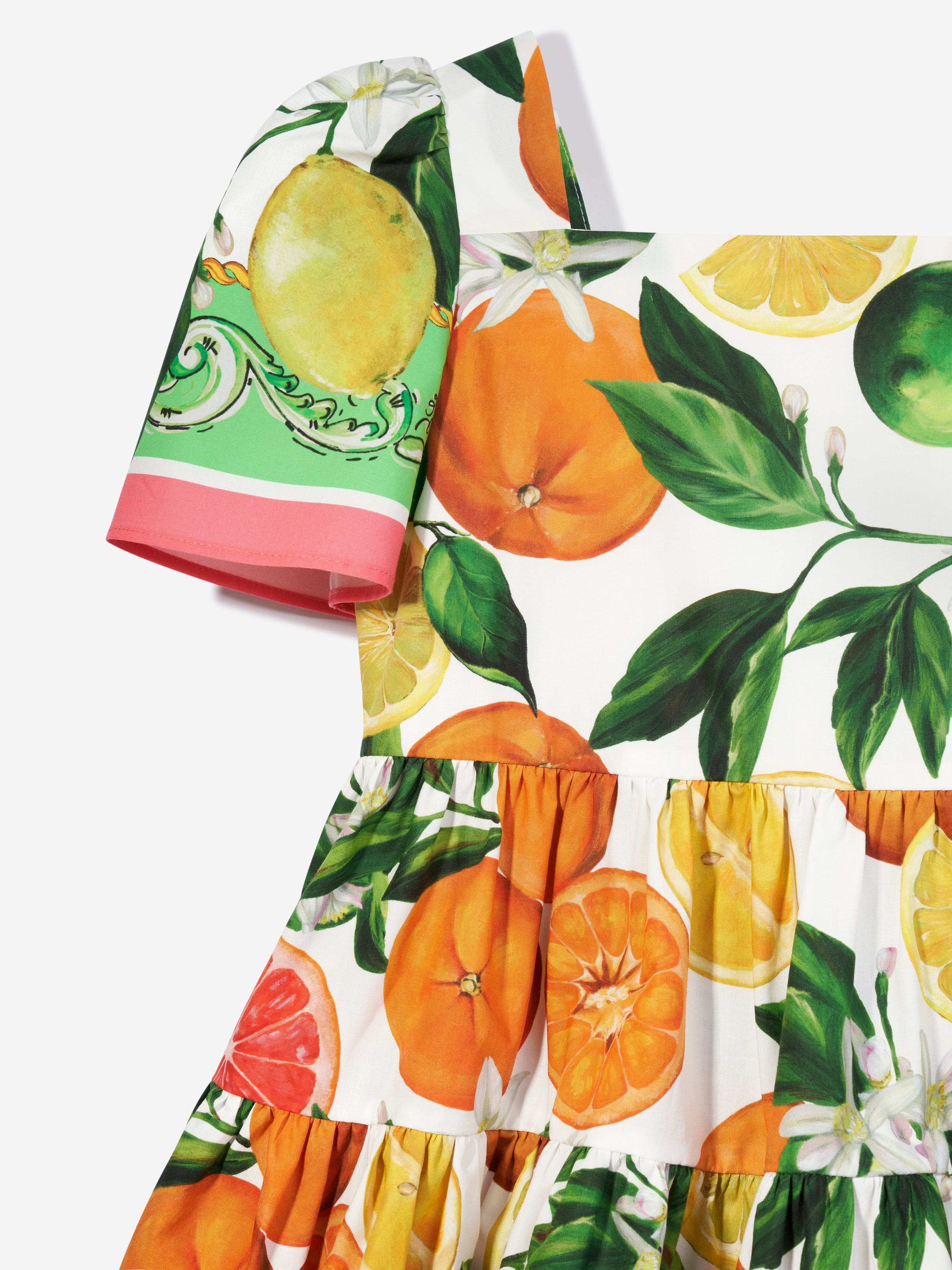 Dolce & Gabbana Girls Lemon Print Dress in Multicolour Free Shipping 2025
