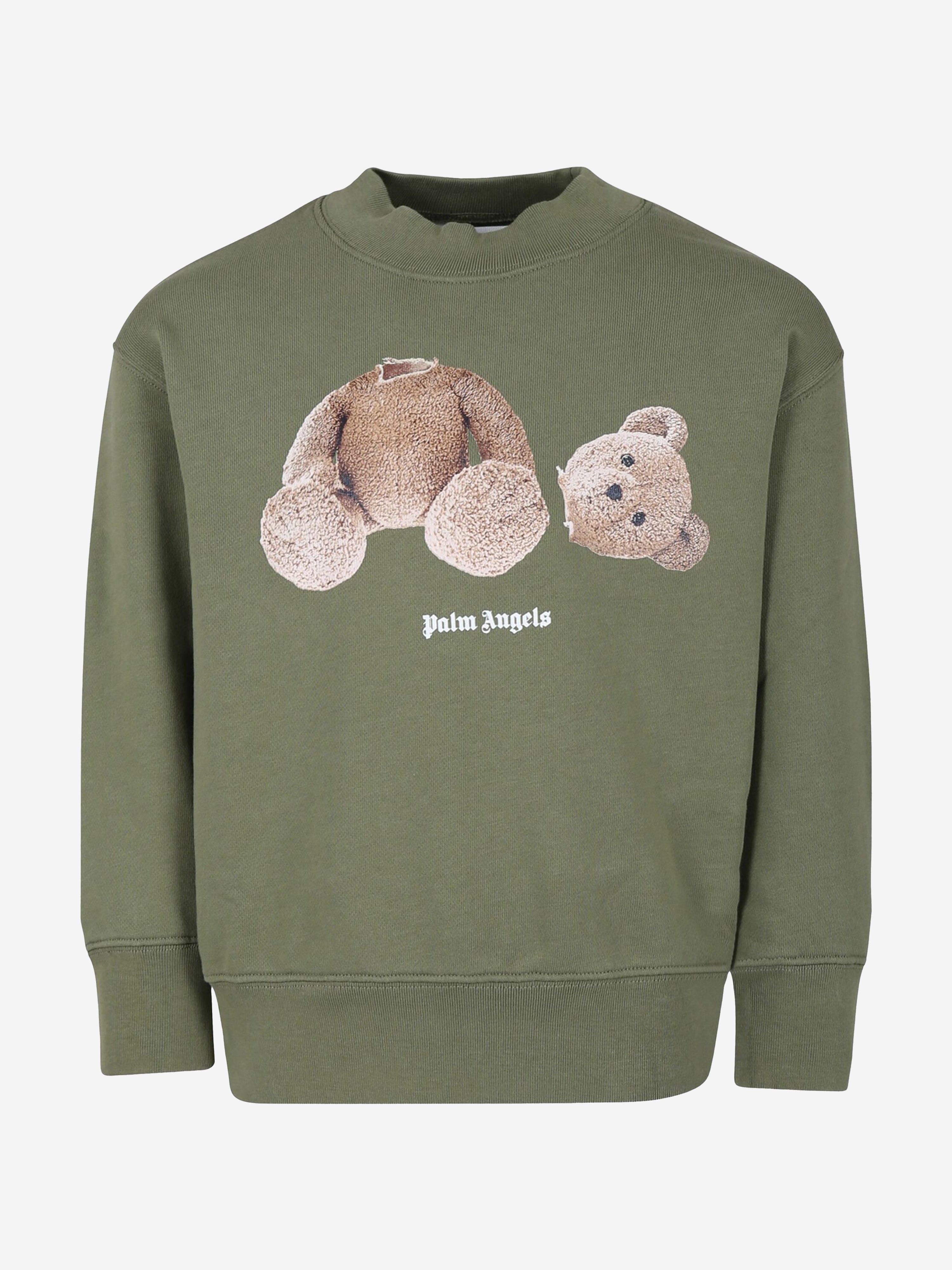 Palm Angels Kids Bear Crewneck Sweatshirt in Green Clearance Best Place