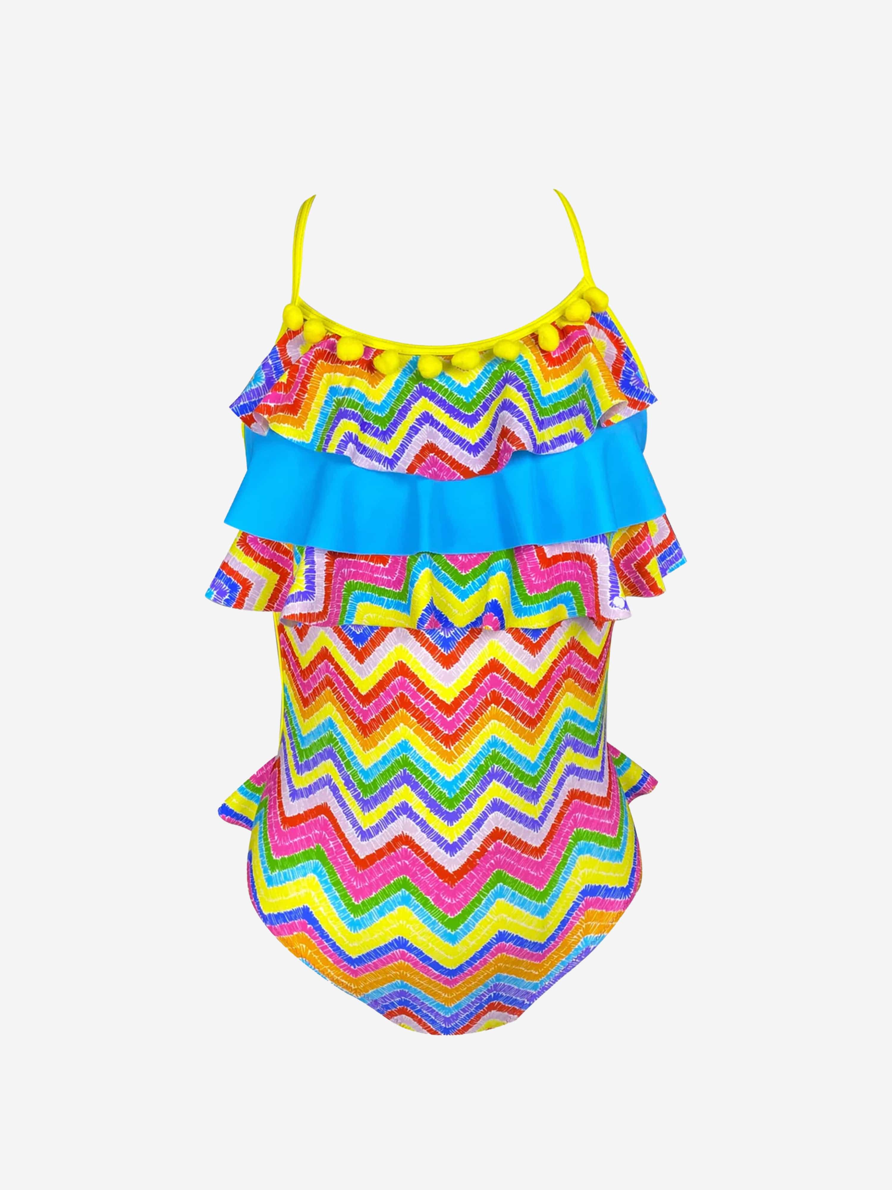 Nessi Byrd Girls Ruffled Open Back Julie Swimsuit in Multicolour Cheapest Pice Online