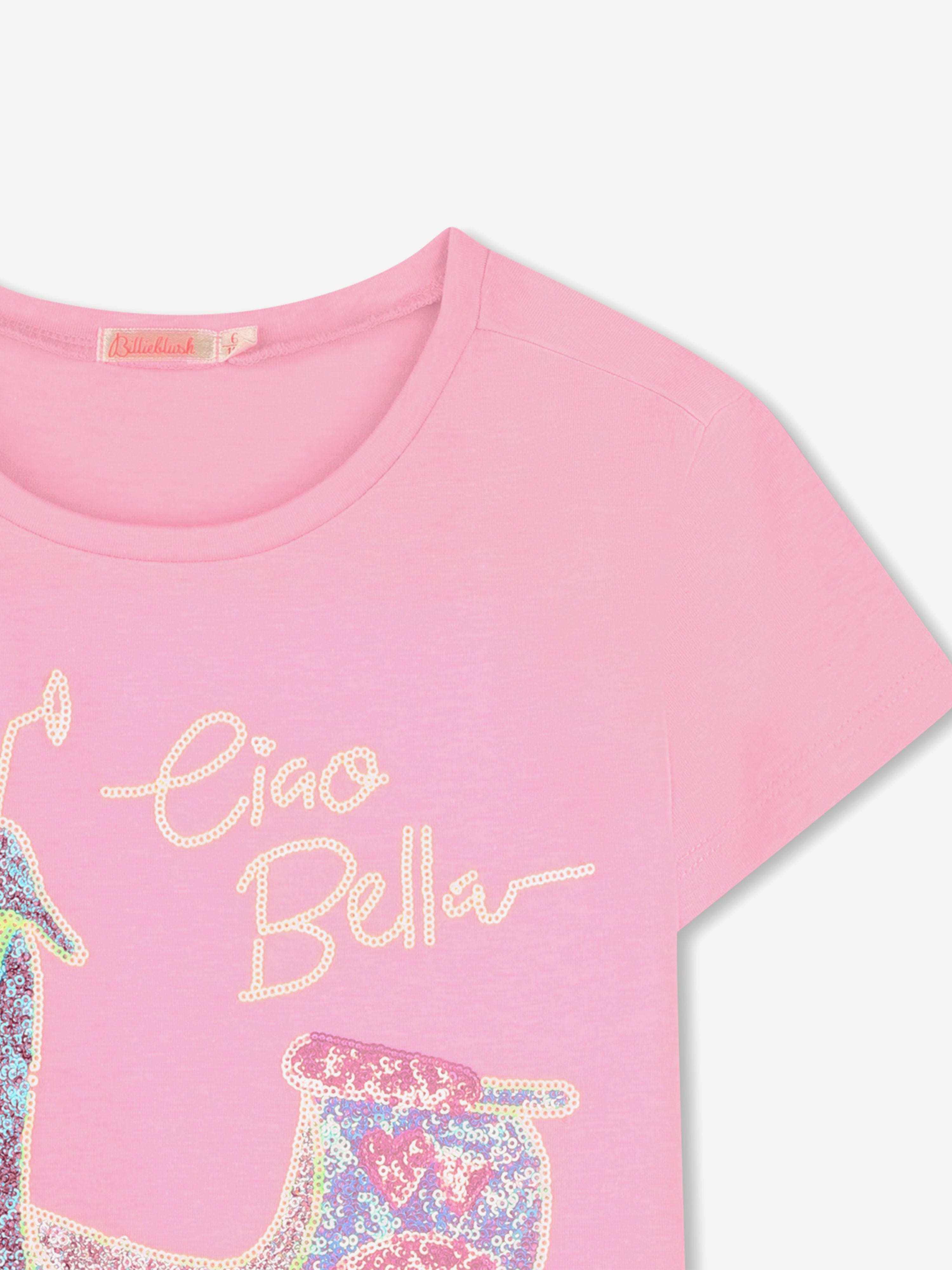Girls Sequin Moped T-Shirt in Pink Original Online