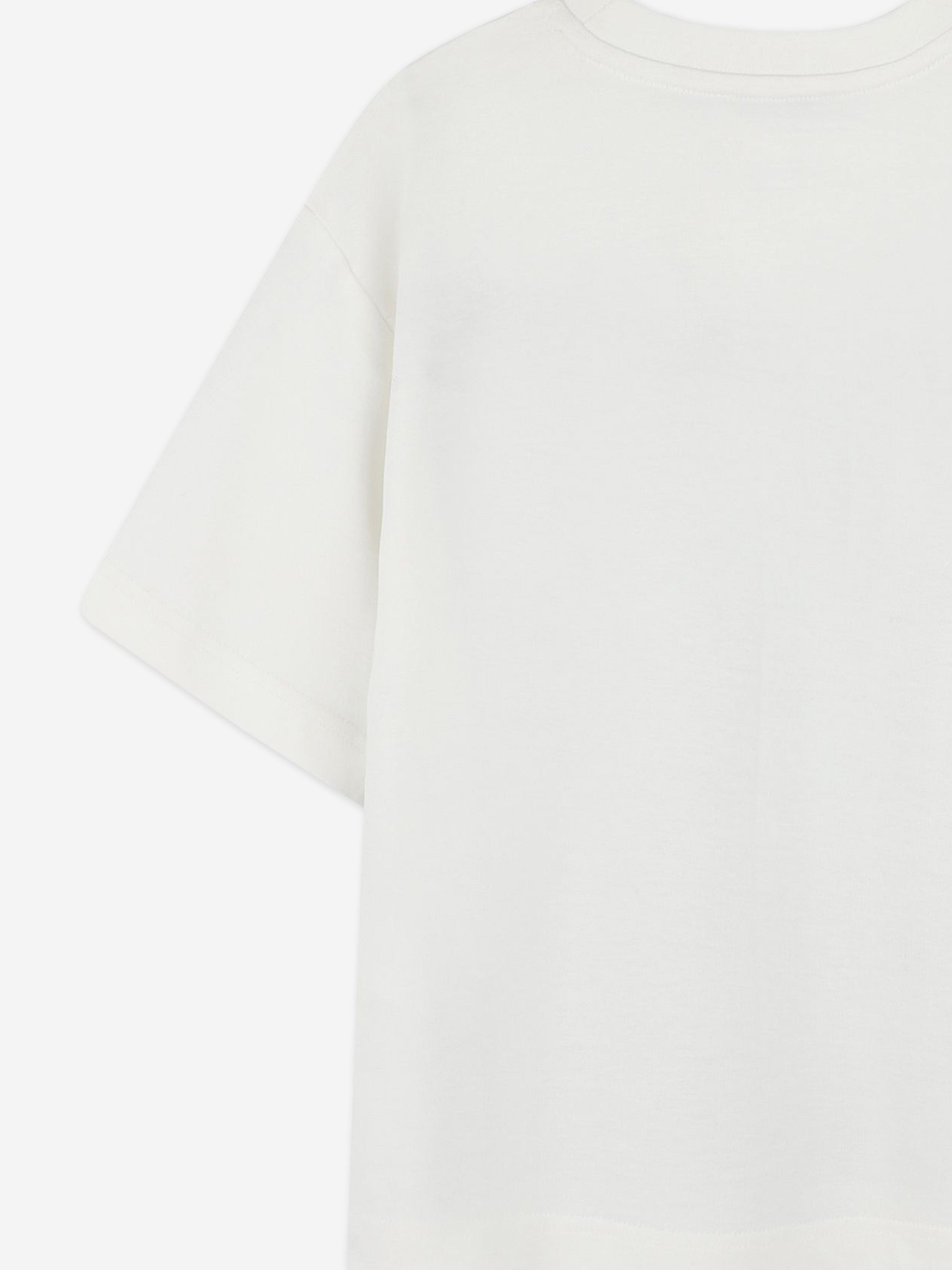 Boys Striped Logo Print T-Shirt in Ivory Low Pice Cheap Online