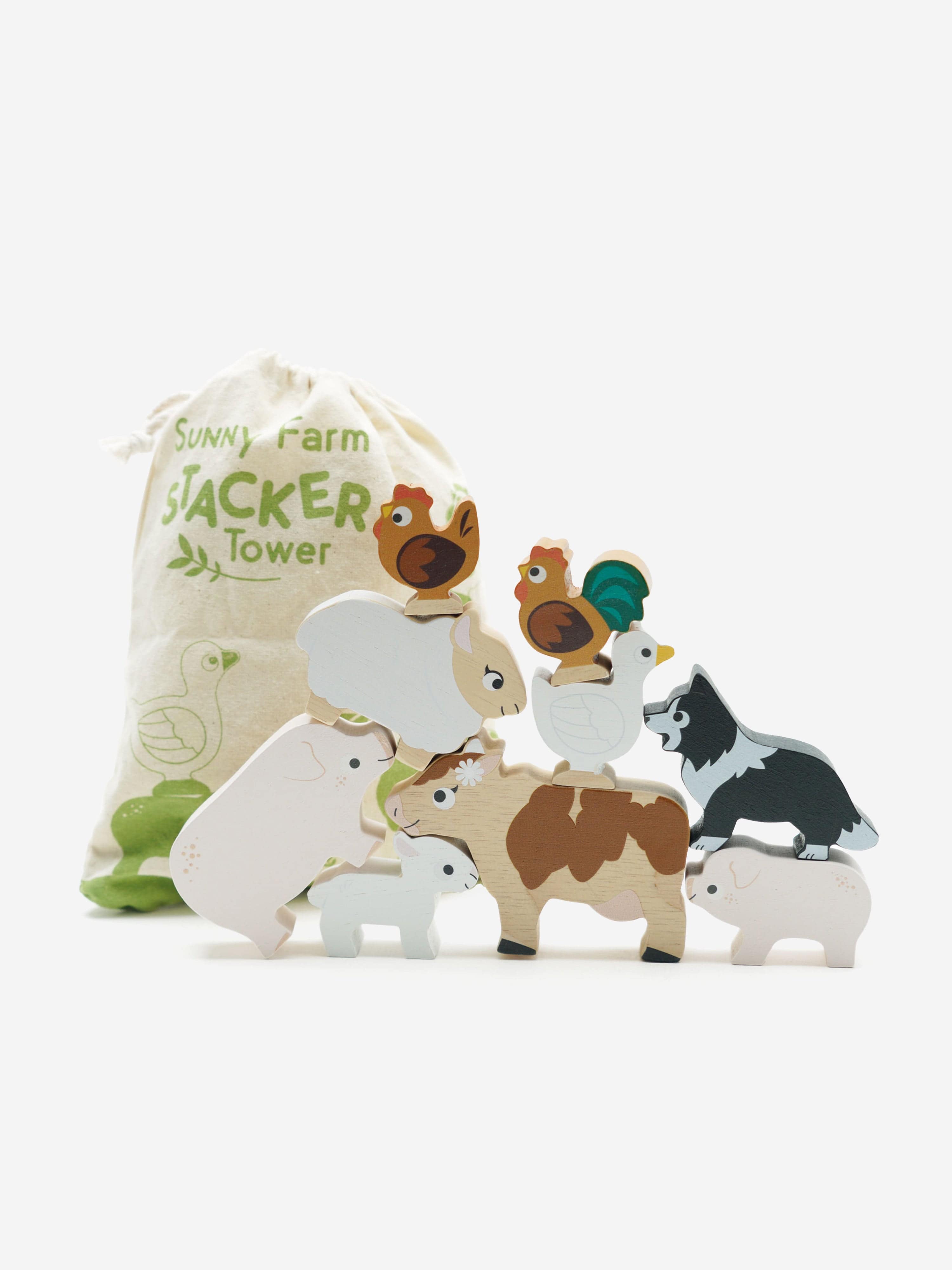 Le Toy Van Farmyard Stacking Animals & Bag-10 Piece (W:7 x D:2 x H:6cm) Cheap Online Store