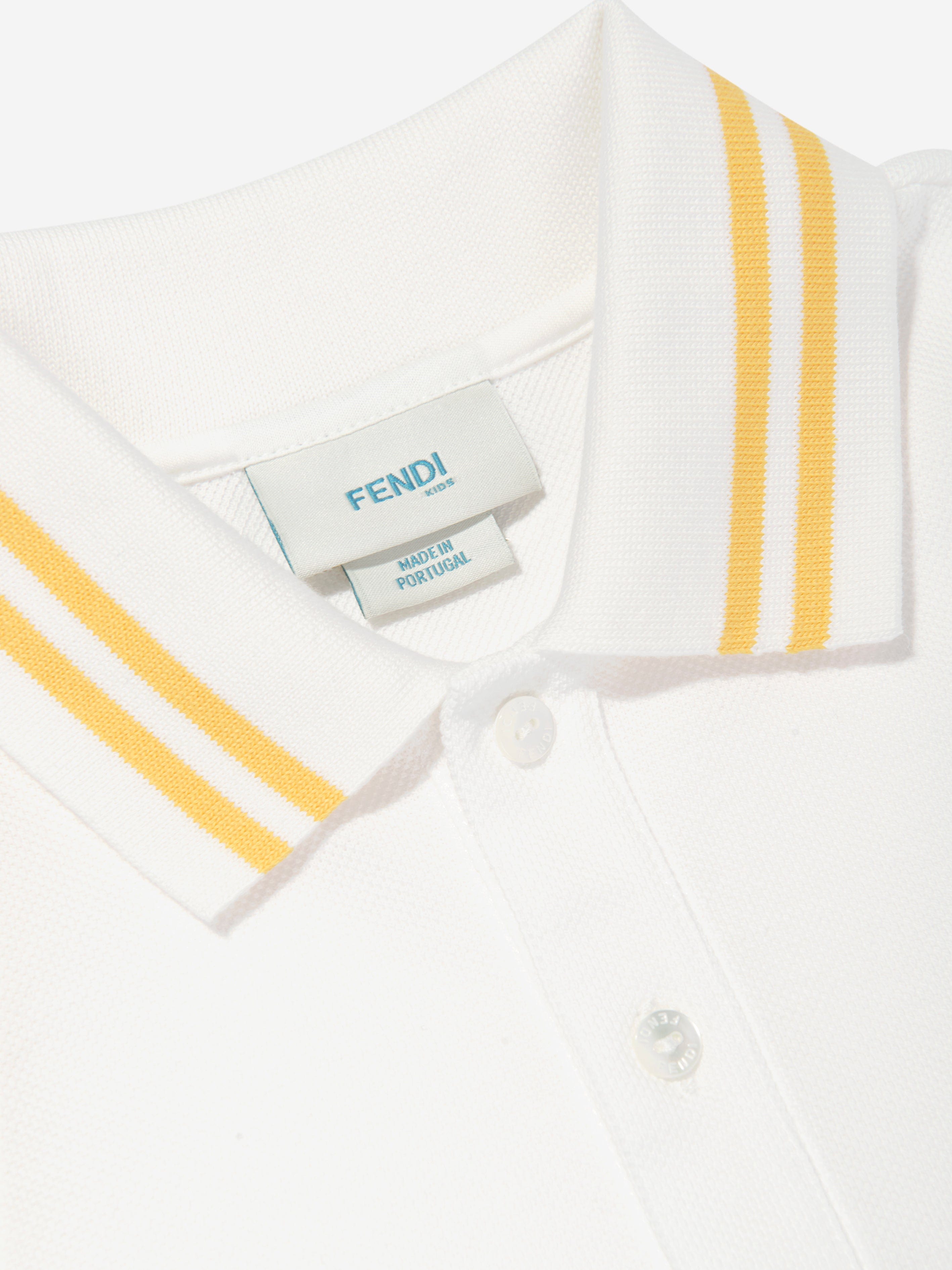 Fendi Boys Logo Polo Shirt in White Cheap Real Authentic