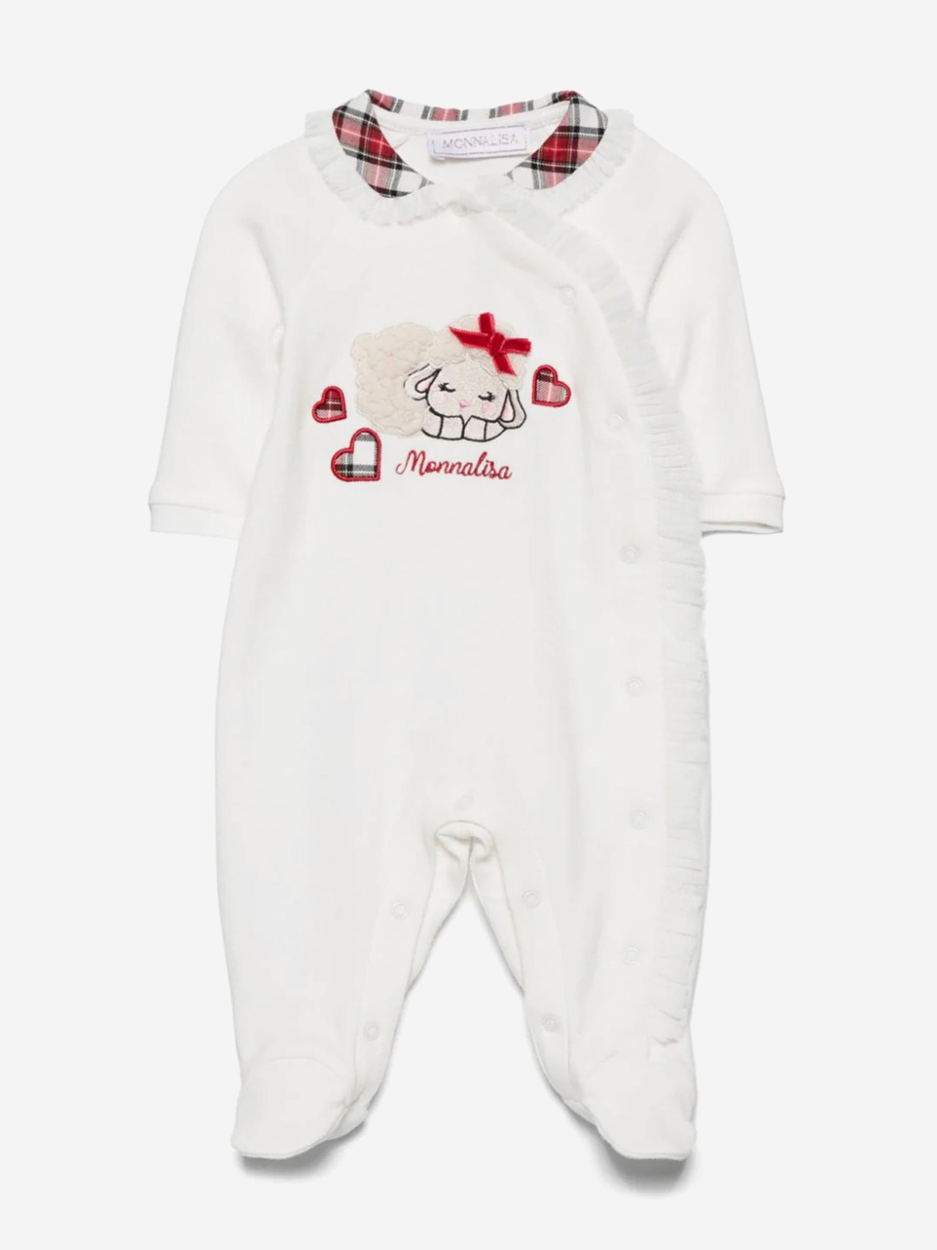 Monnalisa Baby Girls Teddy Babygrow in White Shop Offer Cheap Pice