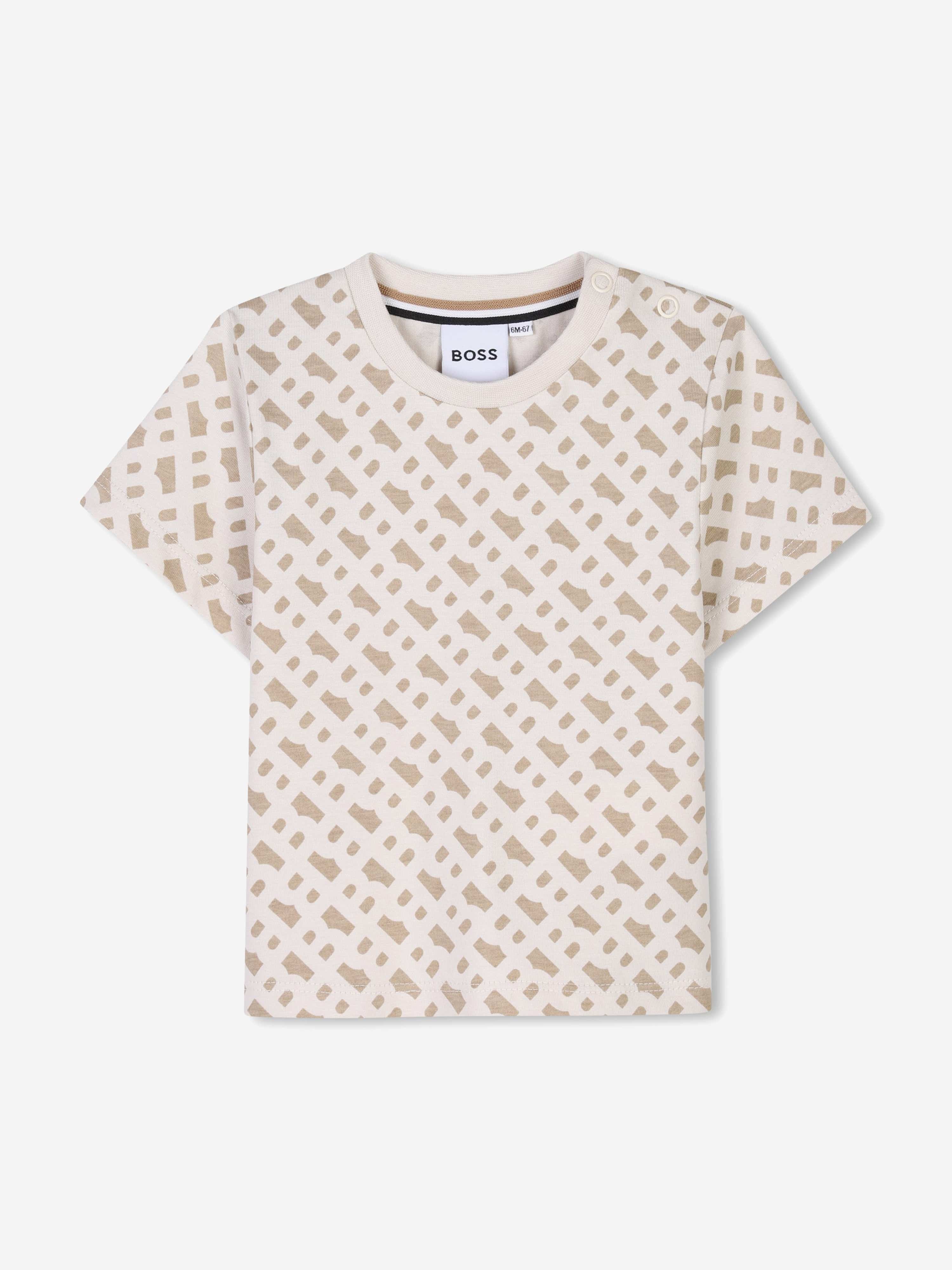 BOSS Baby Boys Monogram T-Shirt in Beige Cheap Sale Lowest Pice