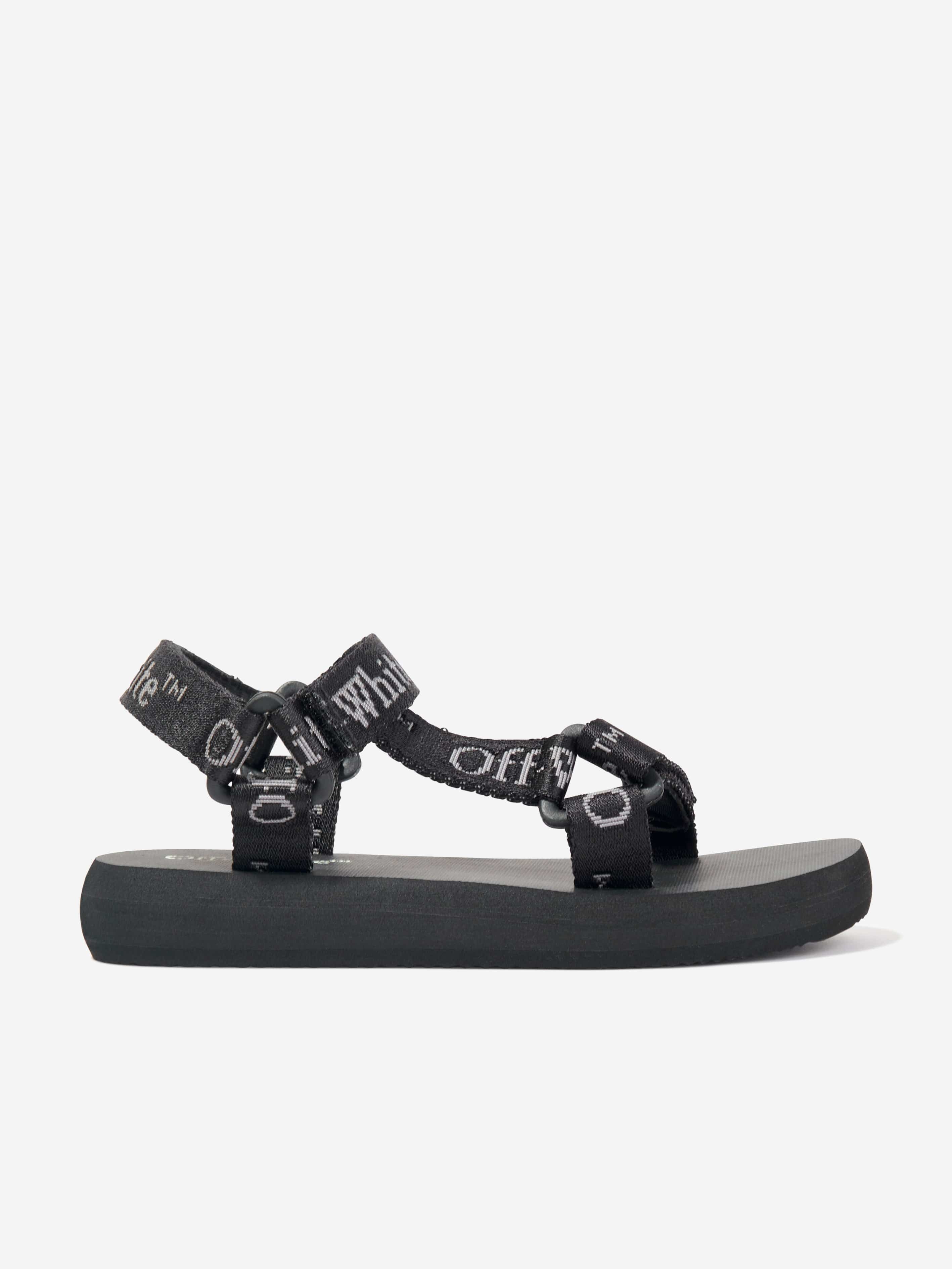 Off-White Kids Bookish Logo Band Trek Sandals in Black Discount Original