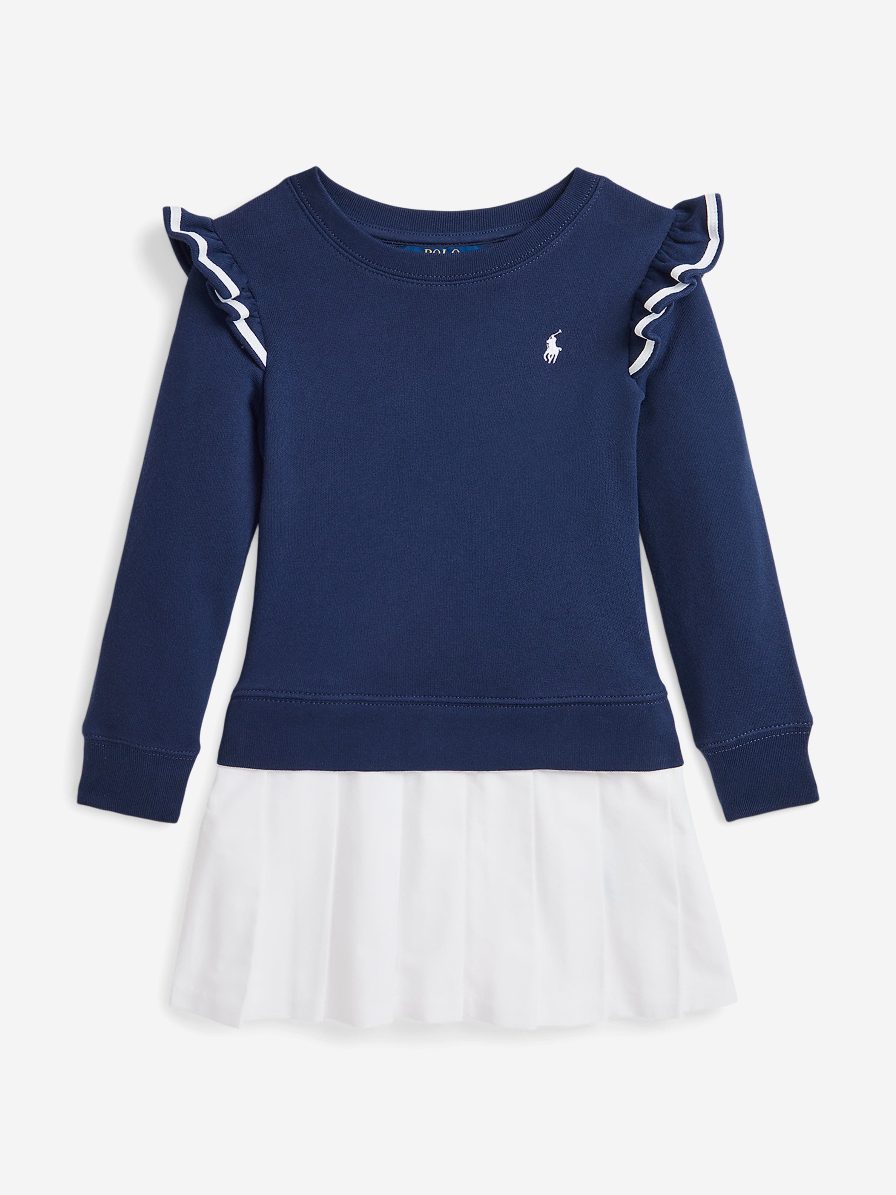 Girls Ruffle Sweater Dress in Navy Cheap Factory Outlet