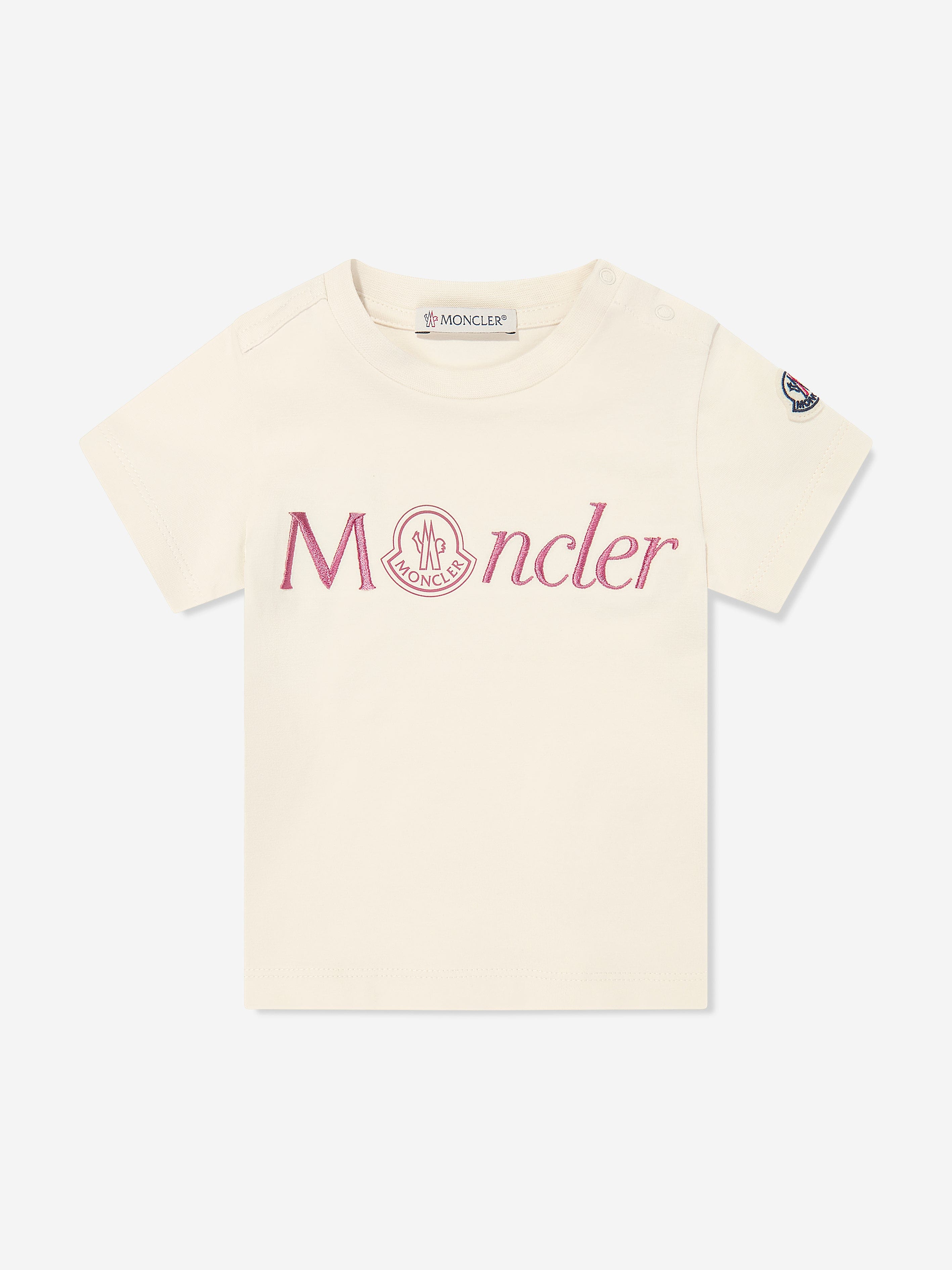 Moncler Enfant Baby Girls Logo T-Shirt in Ivory Free Shipping Eastbay