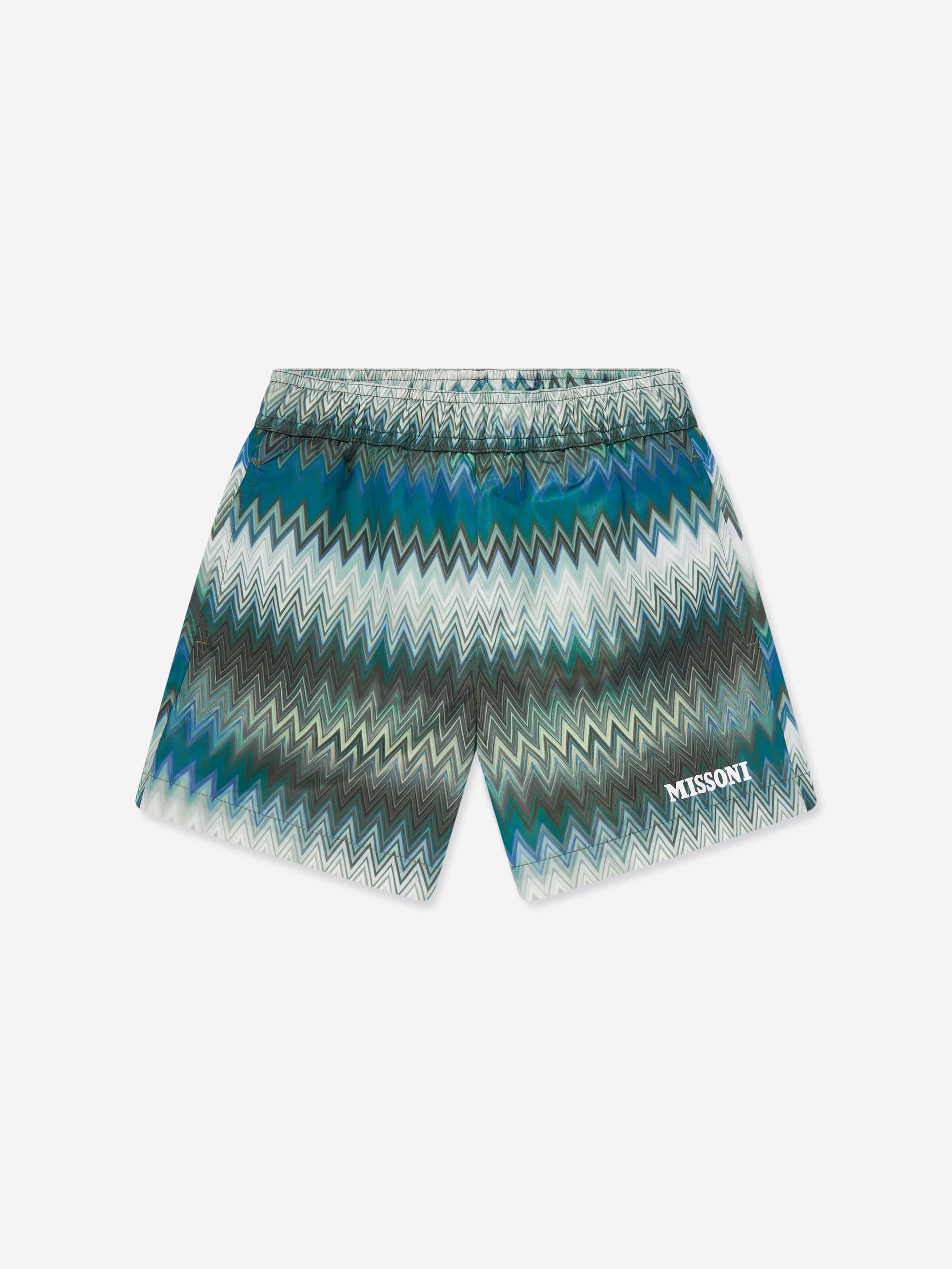 Boys Zigzag Swim Shorts in Green Huge Surprise For Sale