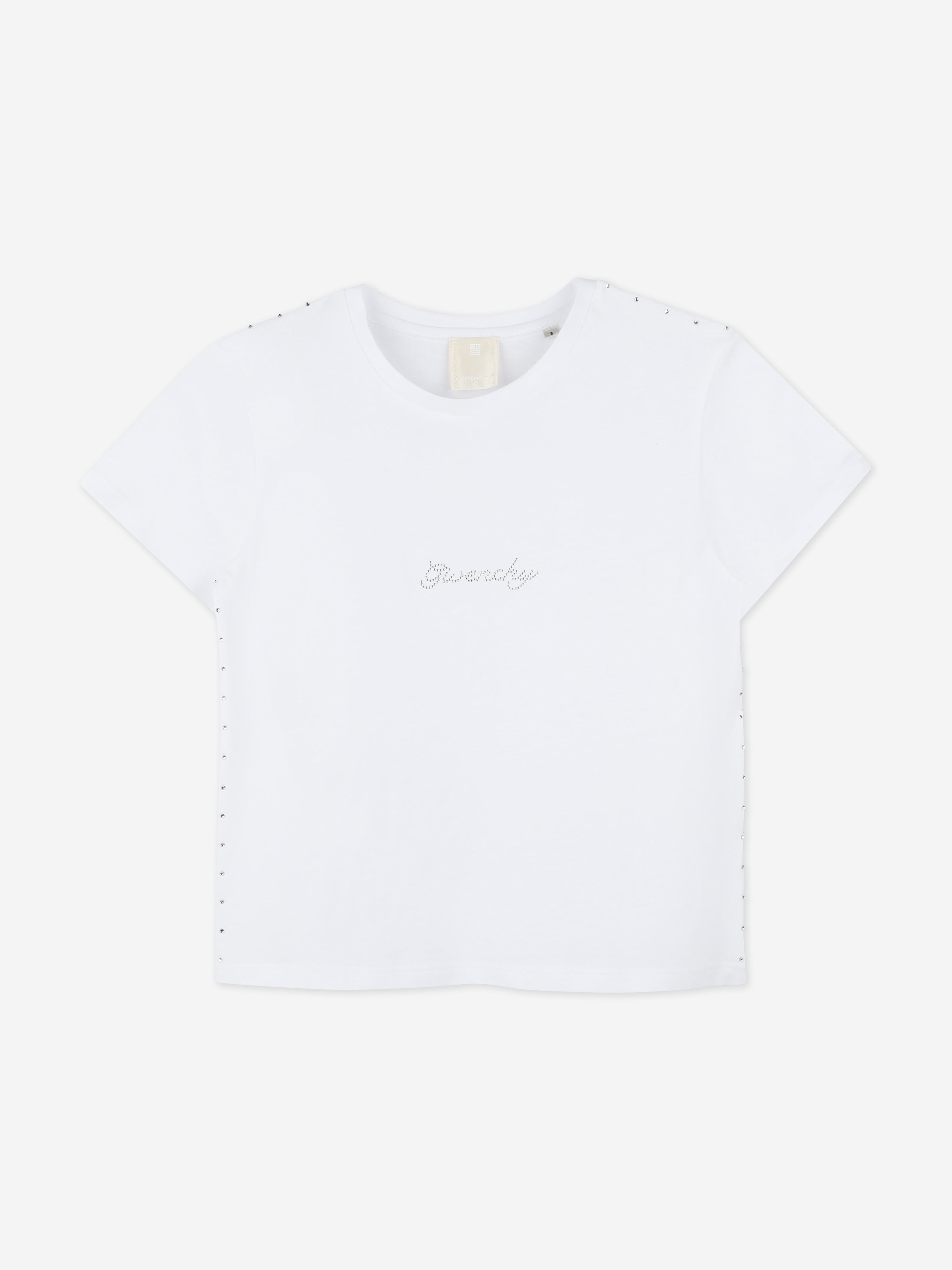 Girls Diamante Signature Logo T-Shirt in White 2025 New Sale Online