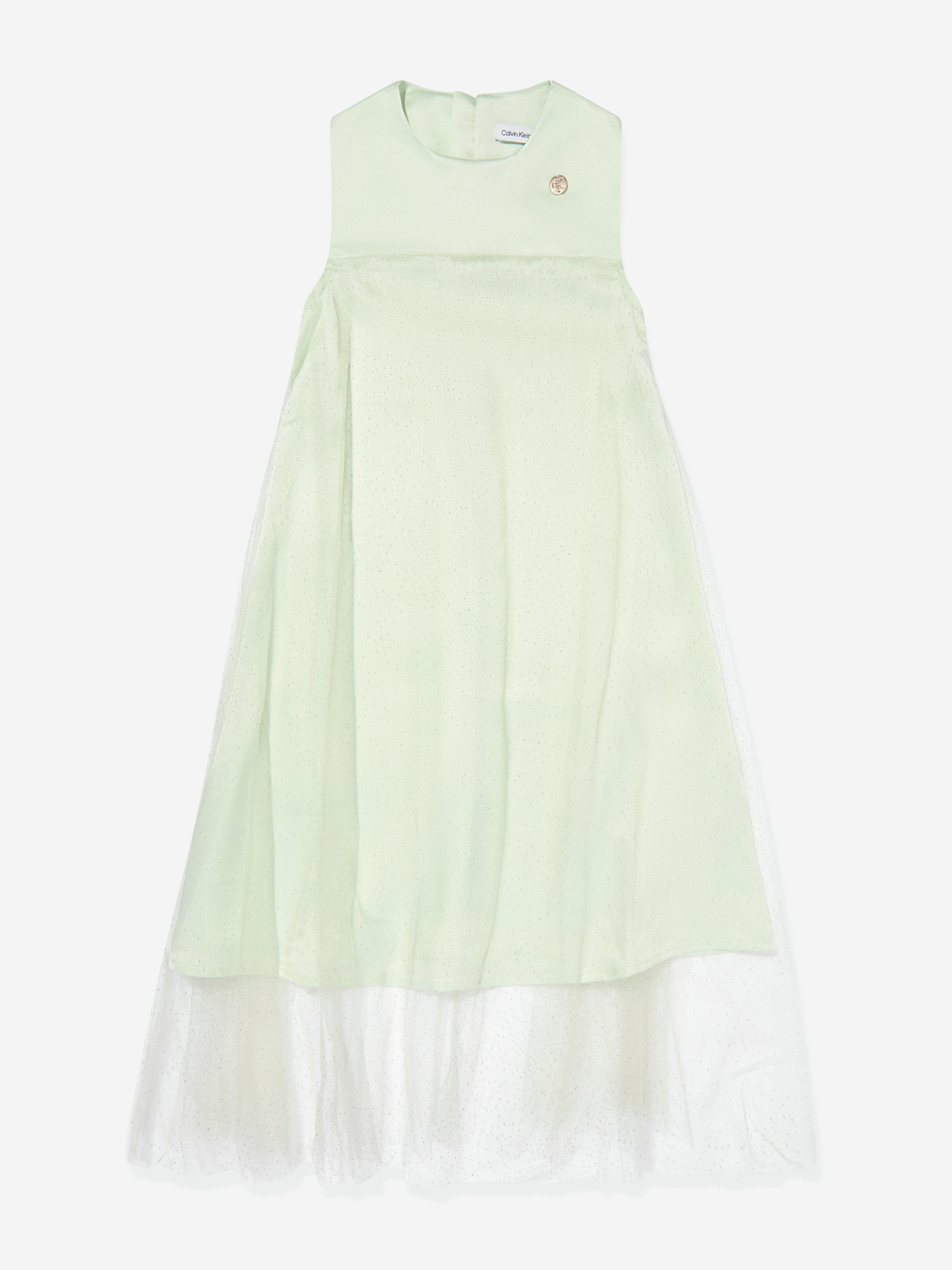 Calvin Klein Girls Shimmer Layered Dress in Green With Paypal Sale Online
