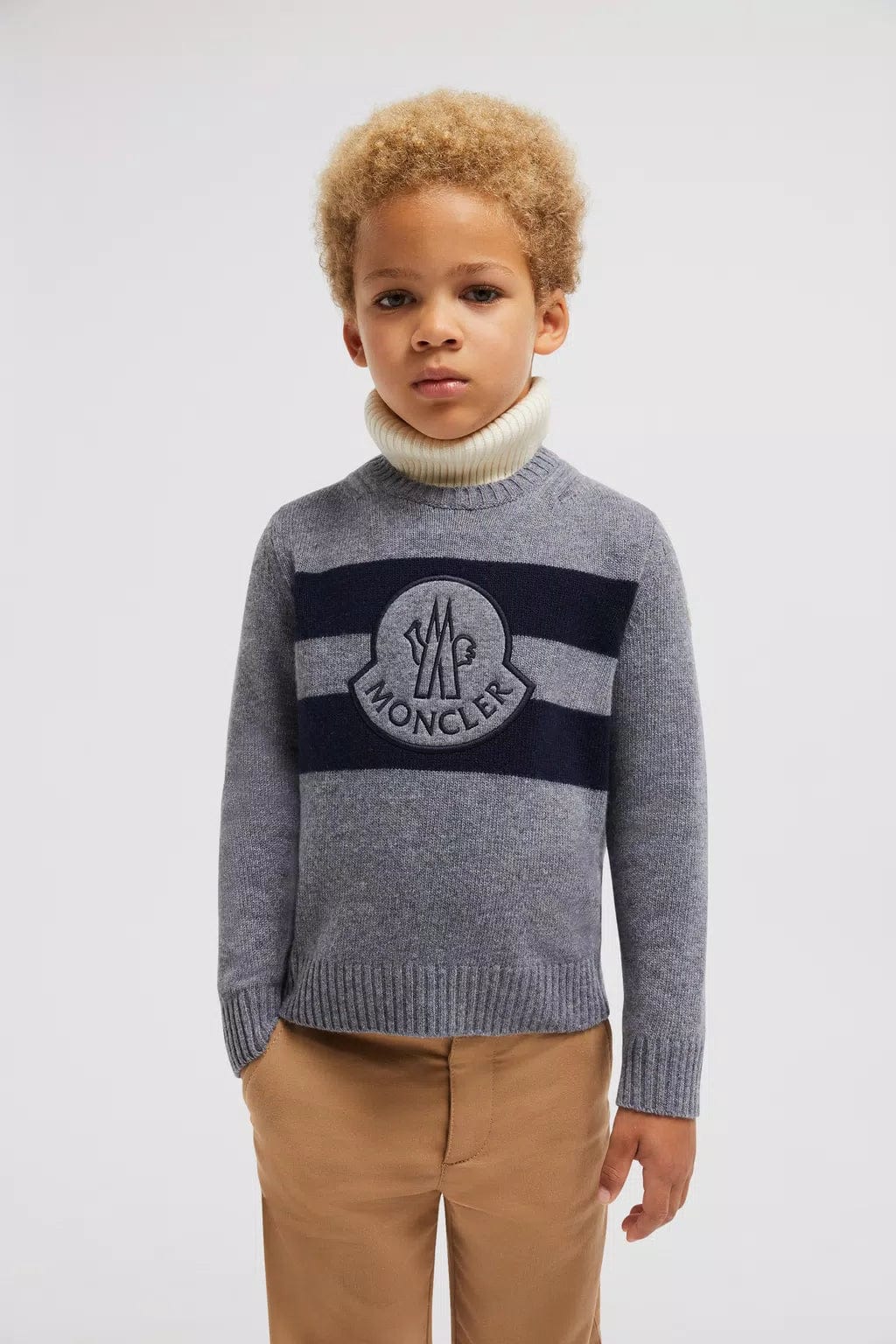 Moncler Enfant Boys Wool Knitted Jumper in Grey Huge Surprise For Sale