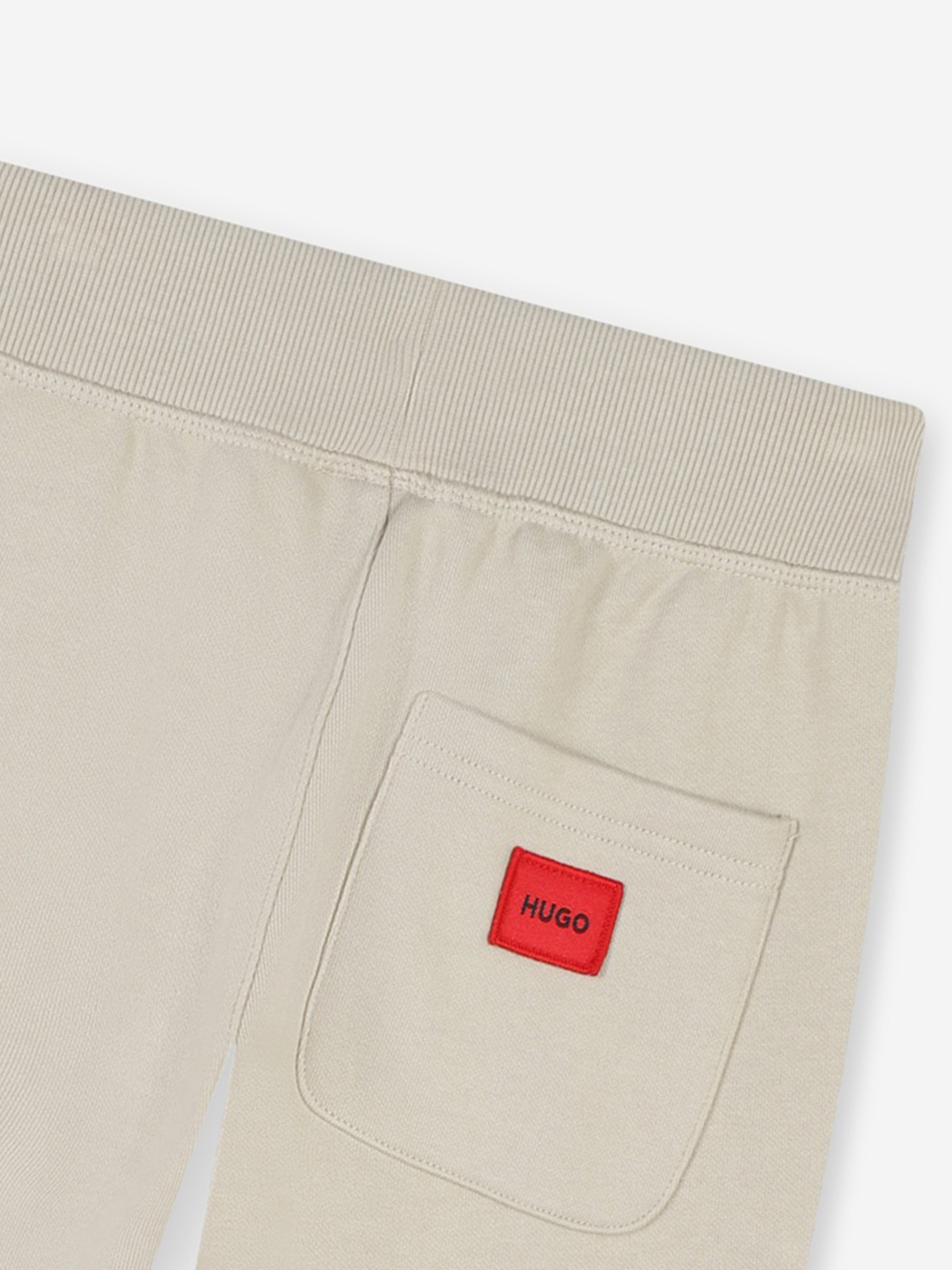 Hugo Boys Logo Print Joggers in Beige Low Pice For Sale
