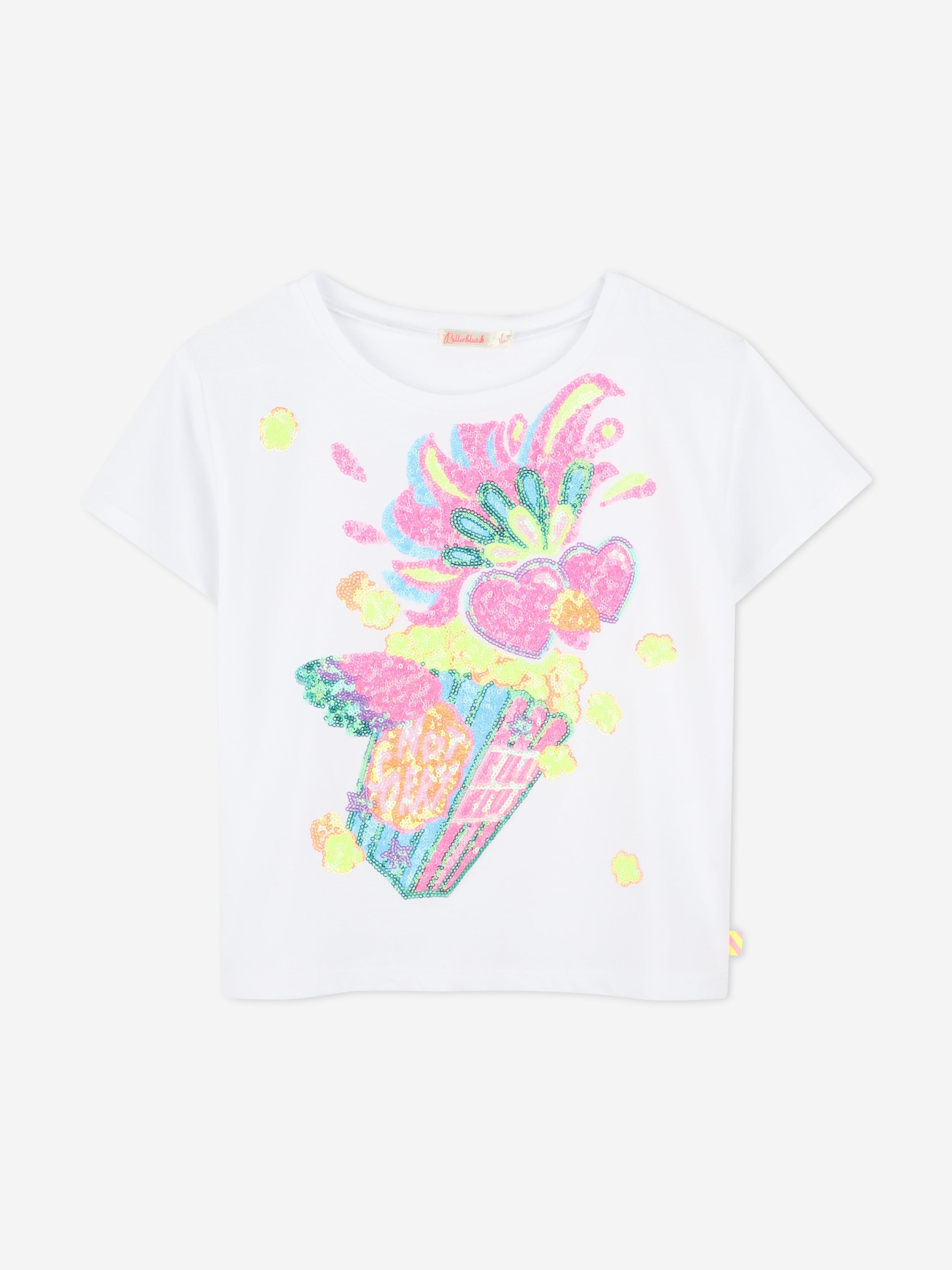 Girls Sequin Popcorn T-Shirt in White Find Great Cheap Online