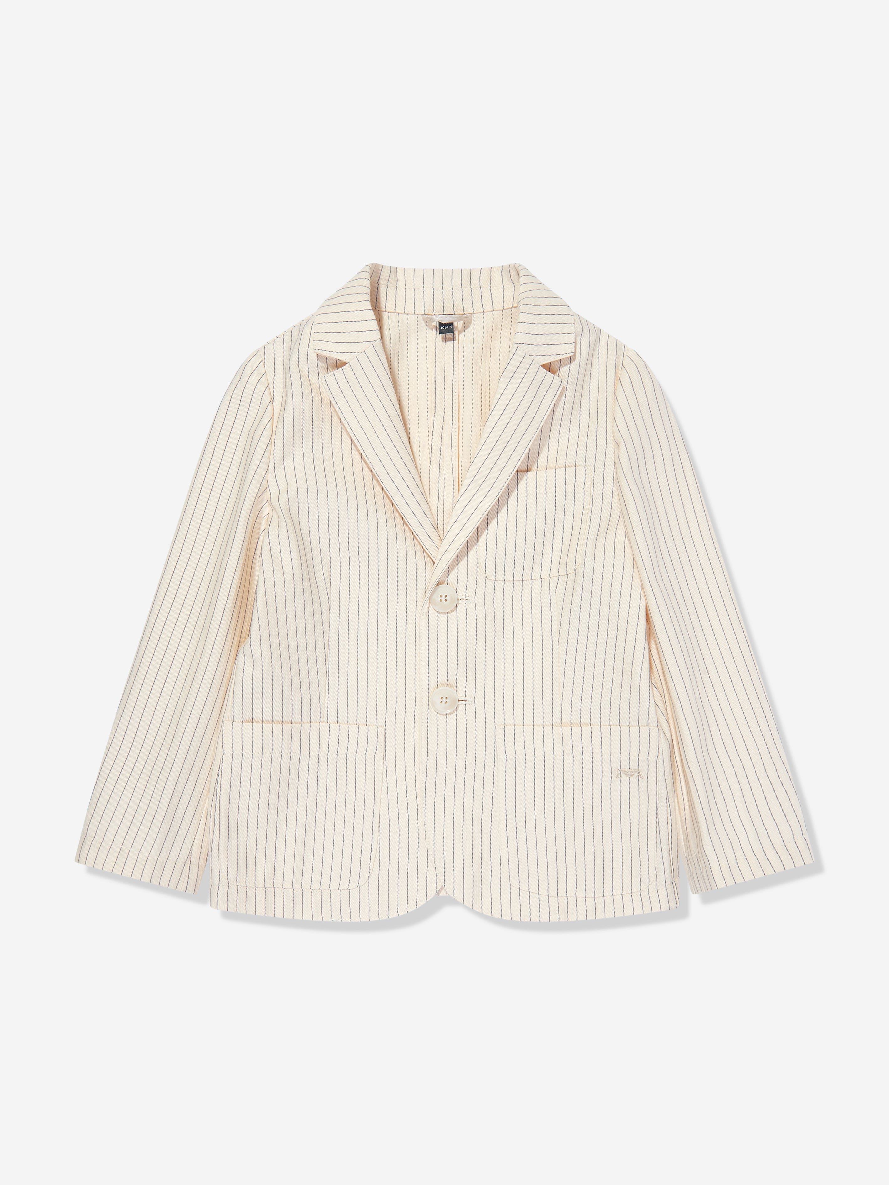 Emporio Armani Boys Striped Linen Blazer in Ivory Newest Cheap Online