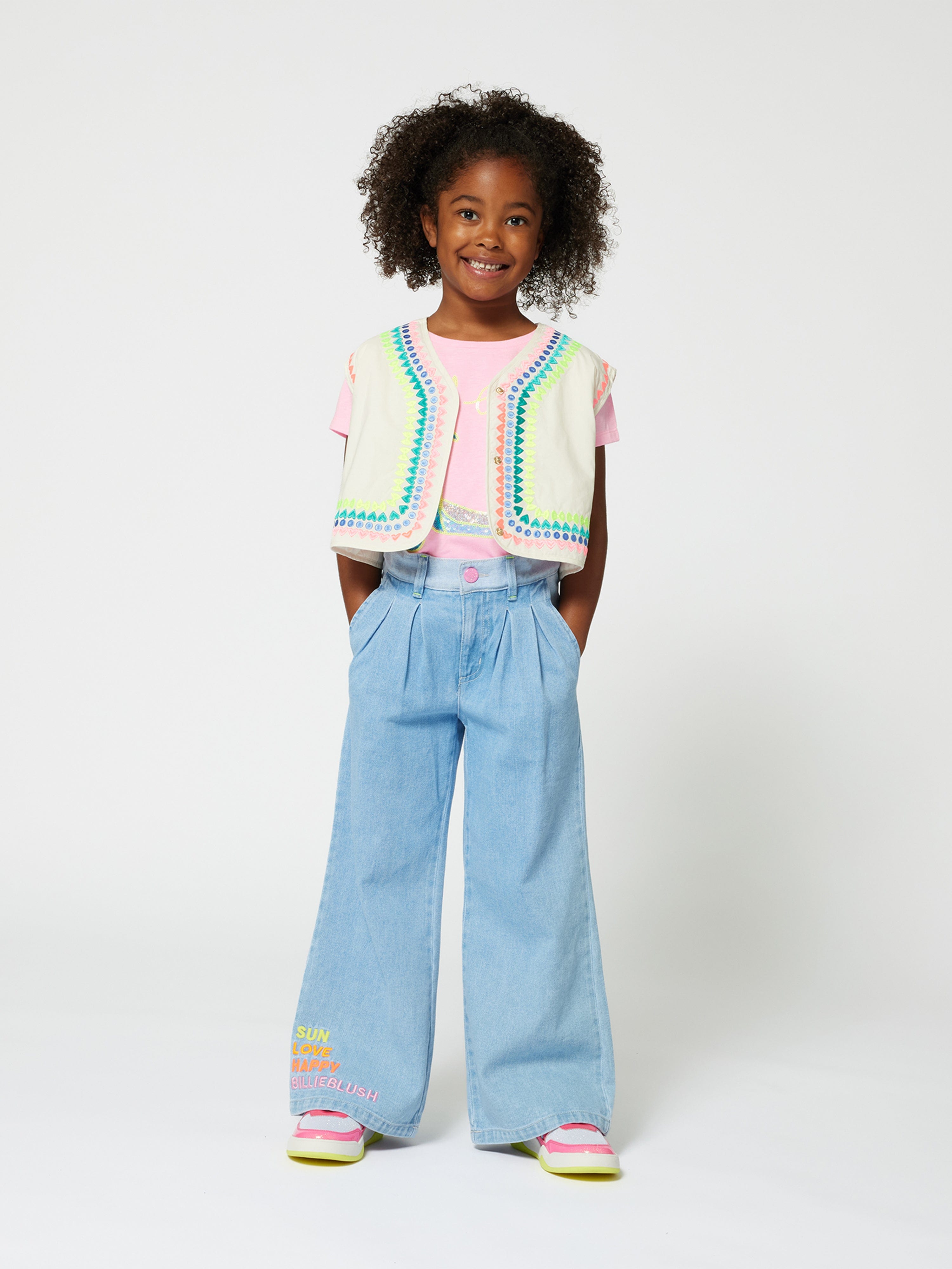Girls Embroidered Gilet in Ivory Discounts