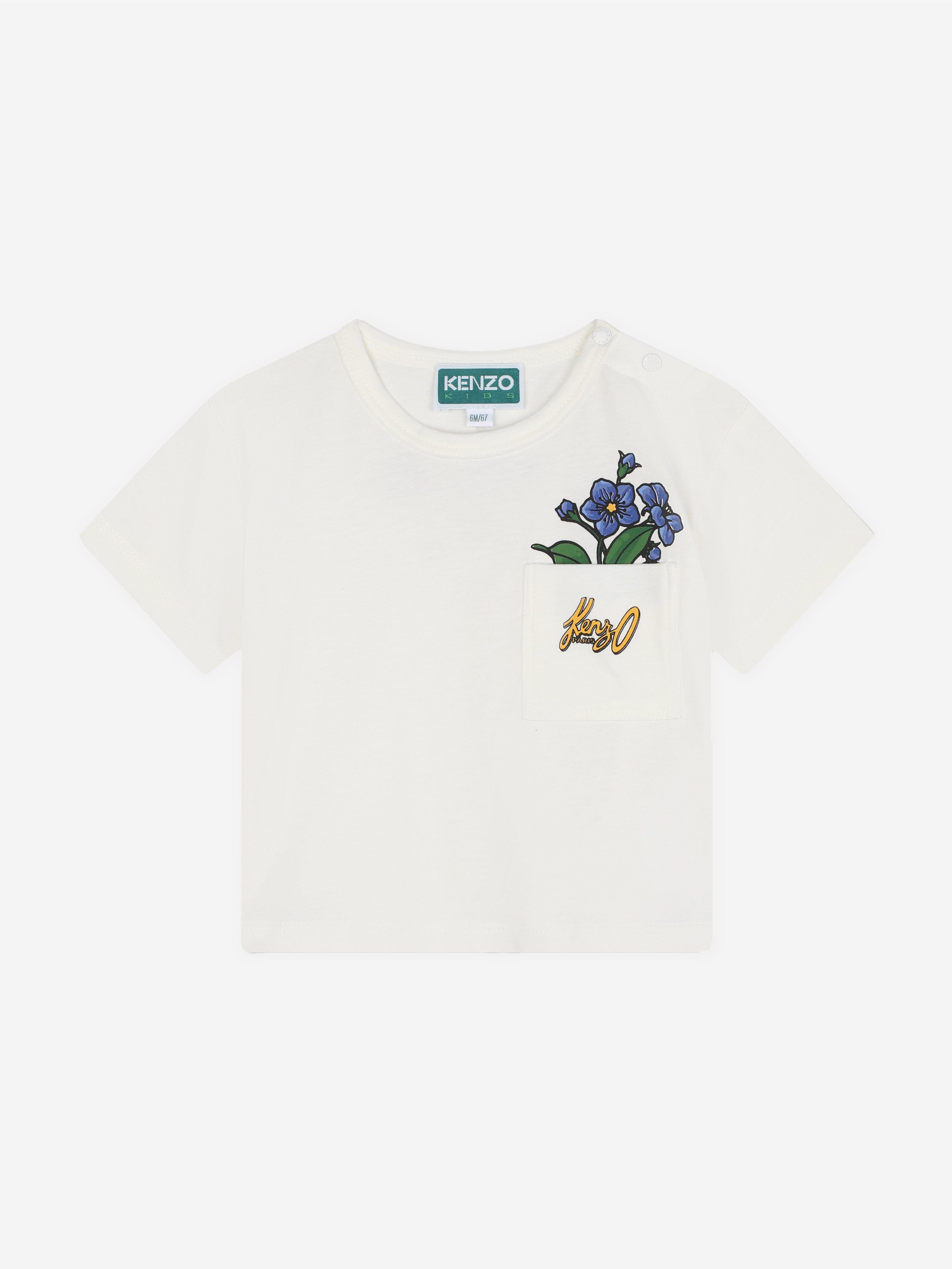 KENZO Baby Girls Pocket T-Shirt in Ivory Outlet Cheap Authentic