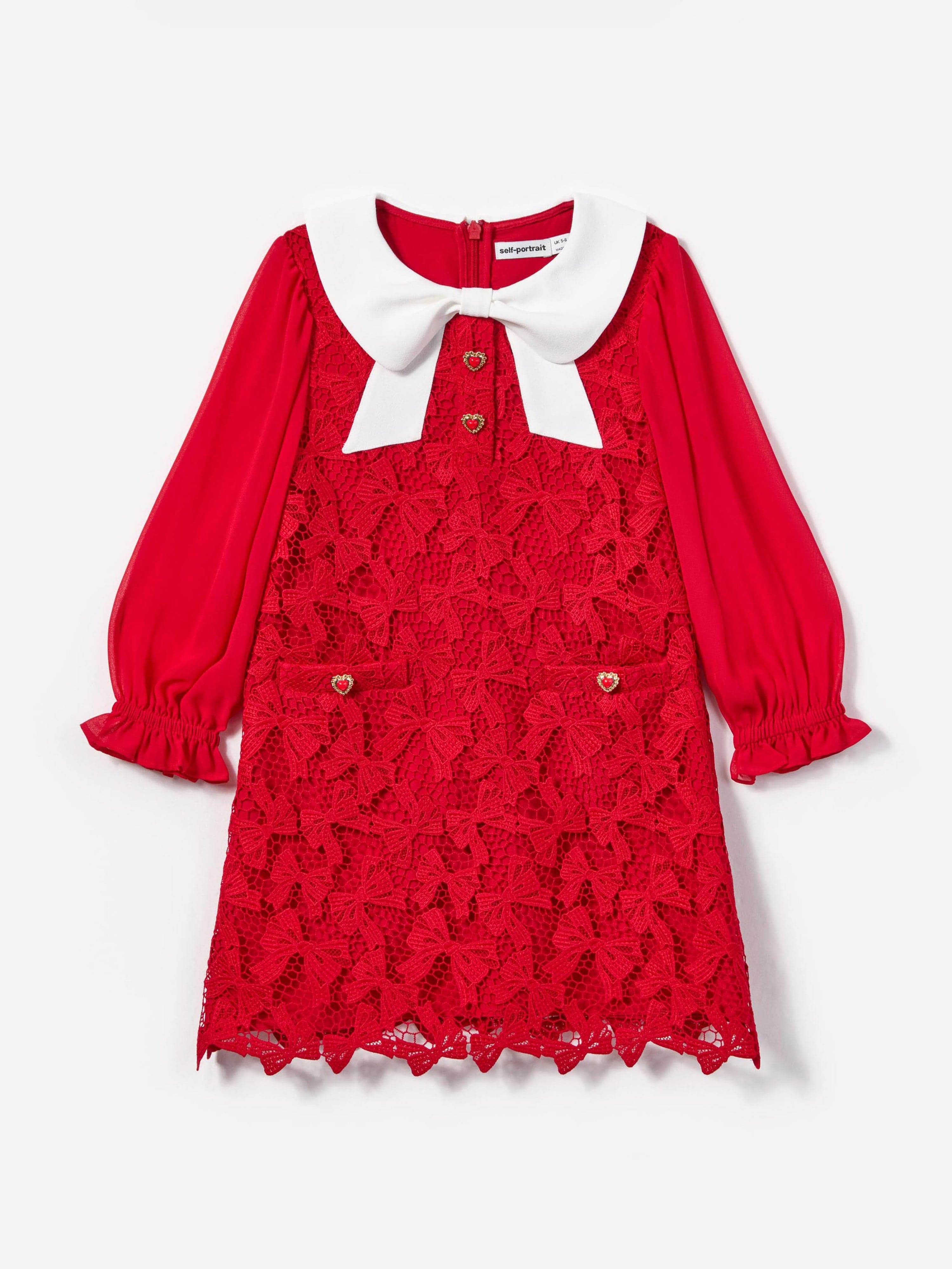 Girls Bow Lace Dress in Red Finishline Sale Online