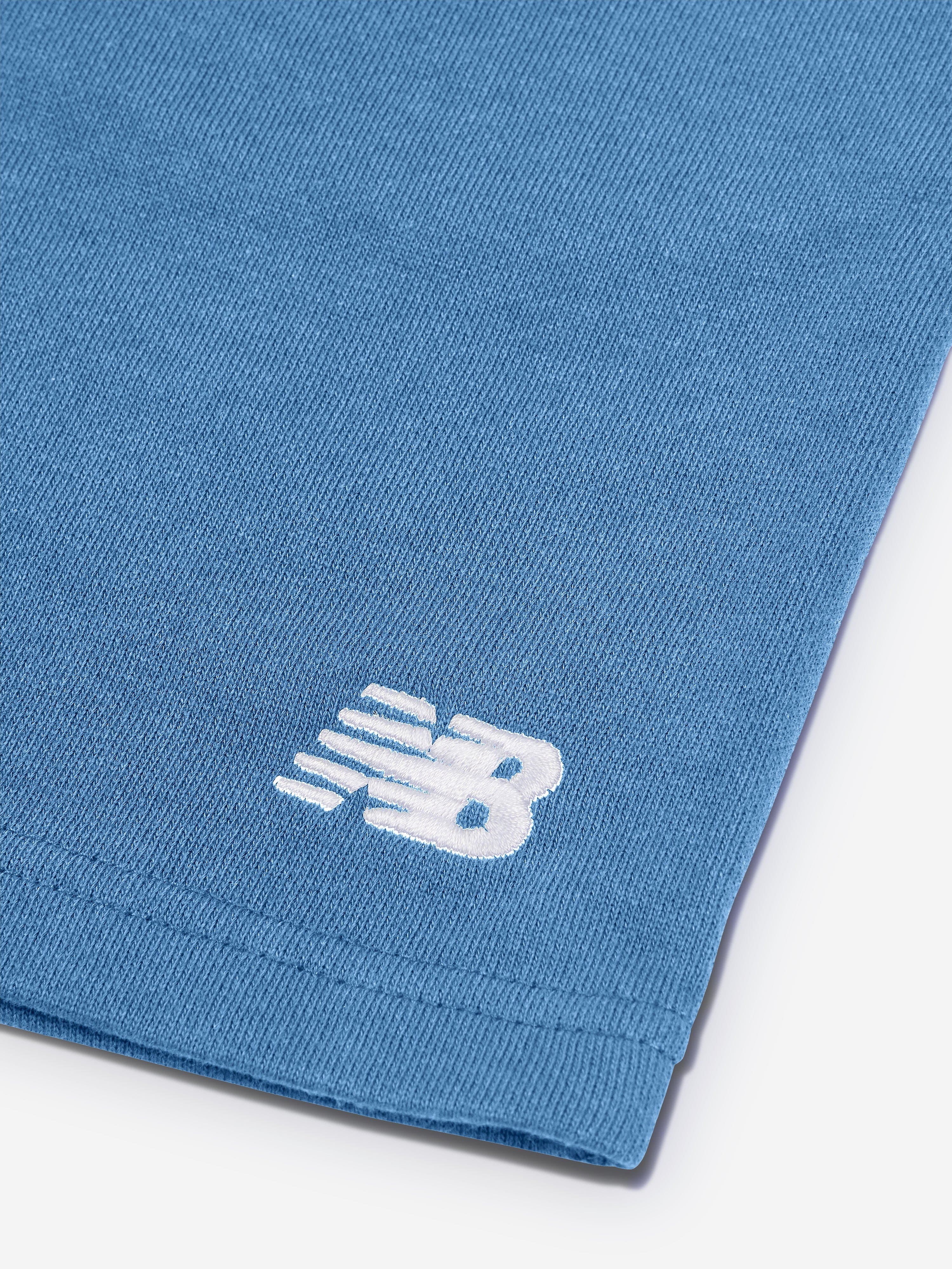New Balance Boys French Terry Small Logo Shorts in Blue With Paypal Low Pice