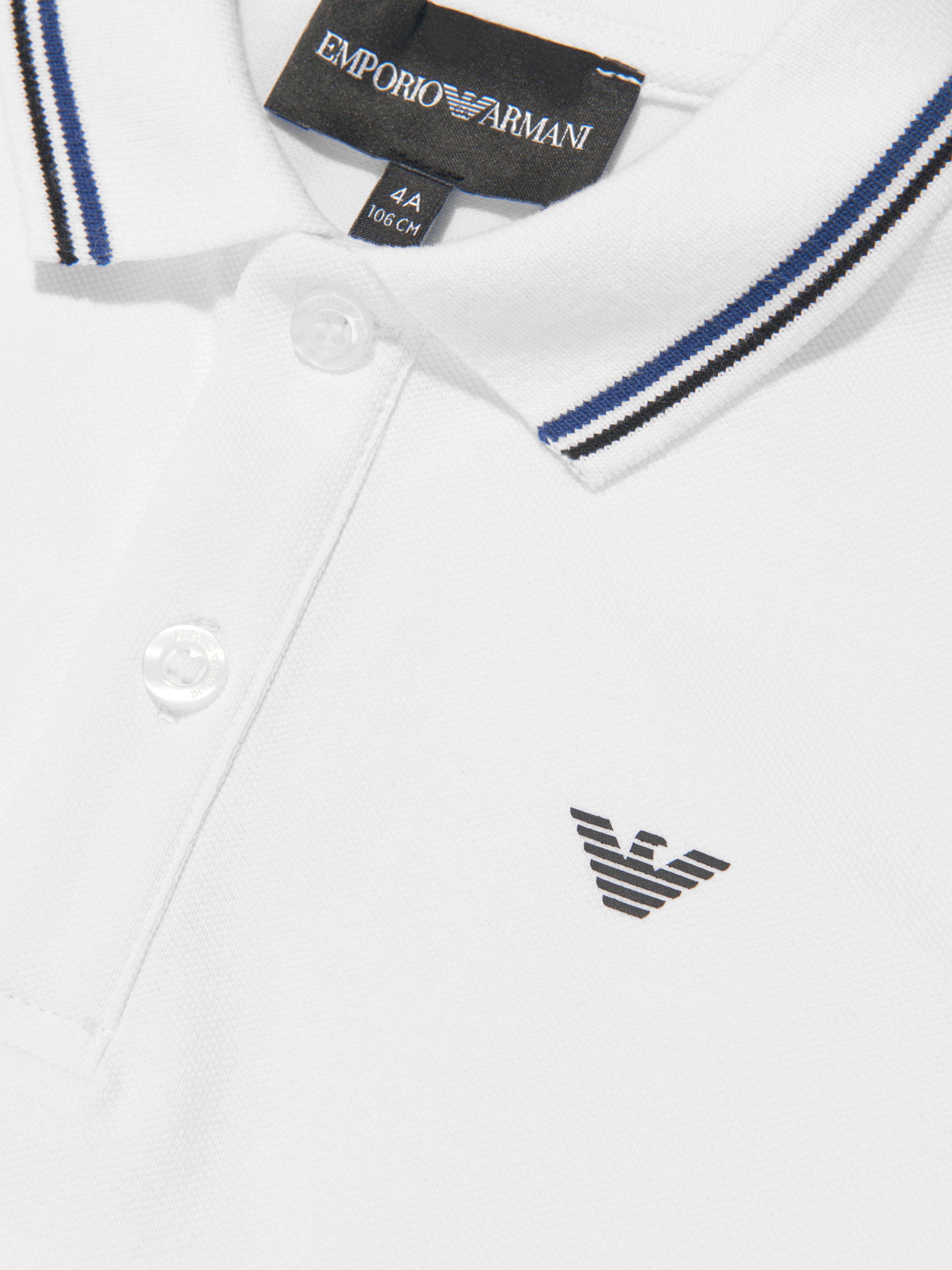 Emporio Armani Boys Logo Polo Shirt In White Outlet Cheap Authentic