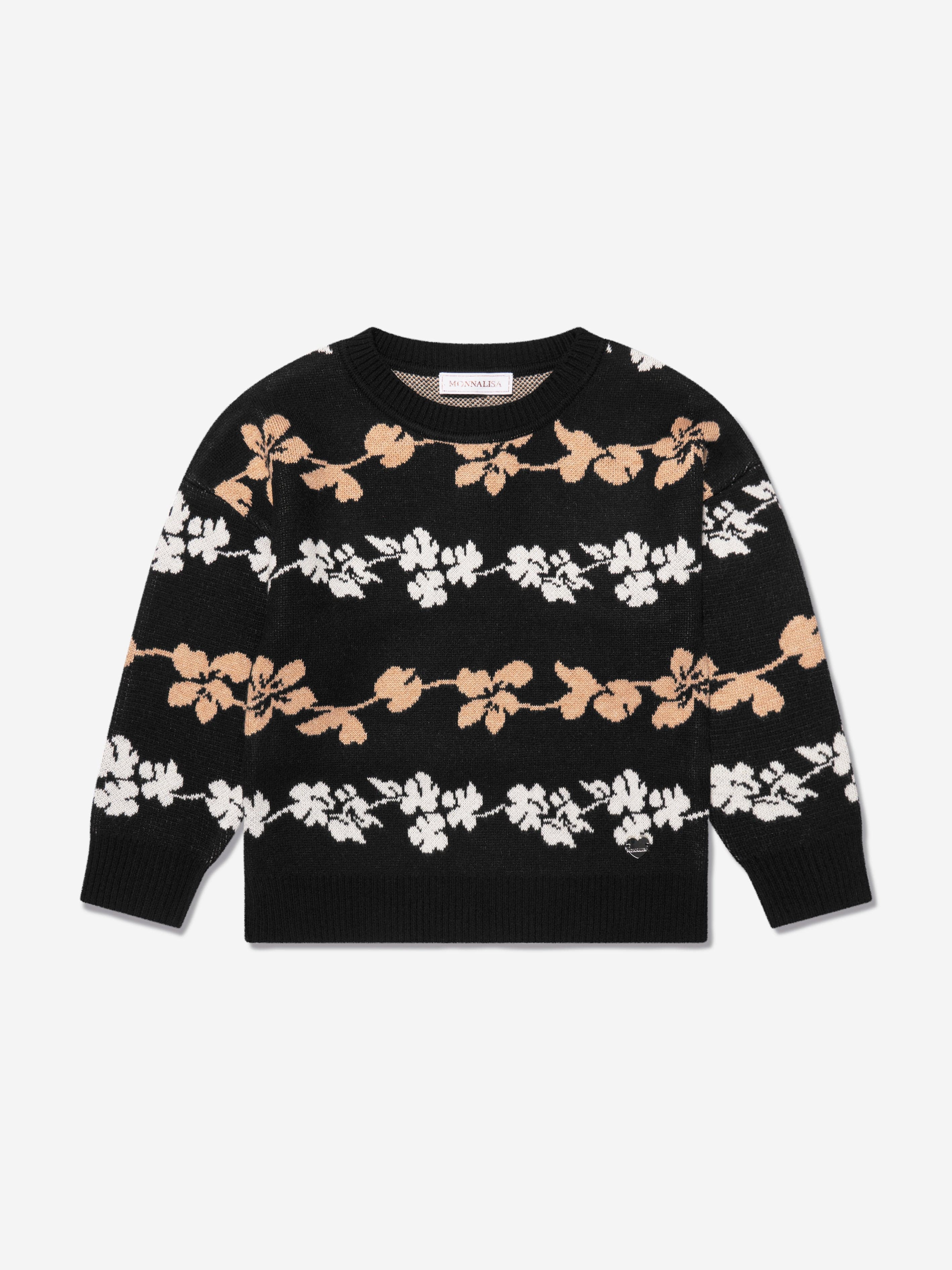 Monnalisa Girls Jacquard Knitted Jumper in Black Footlocker Online