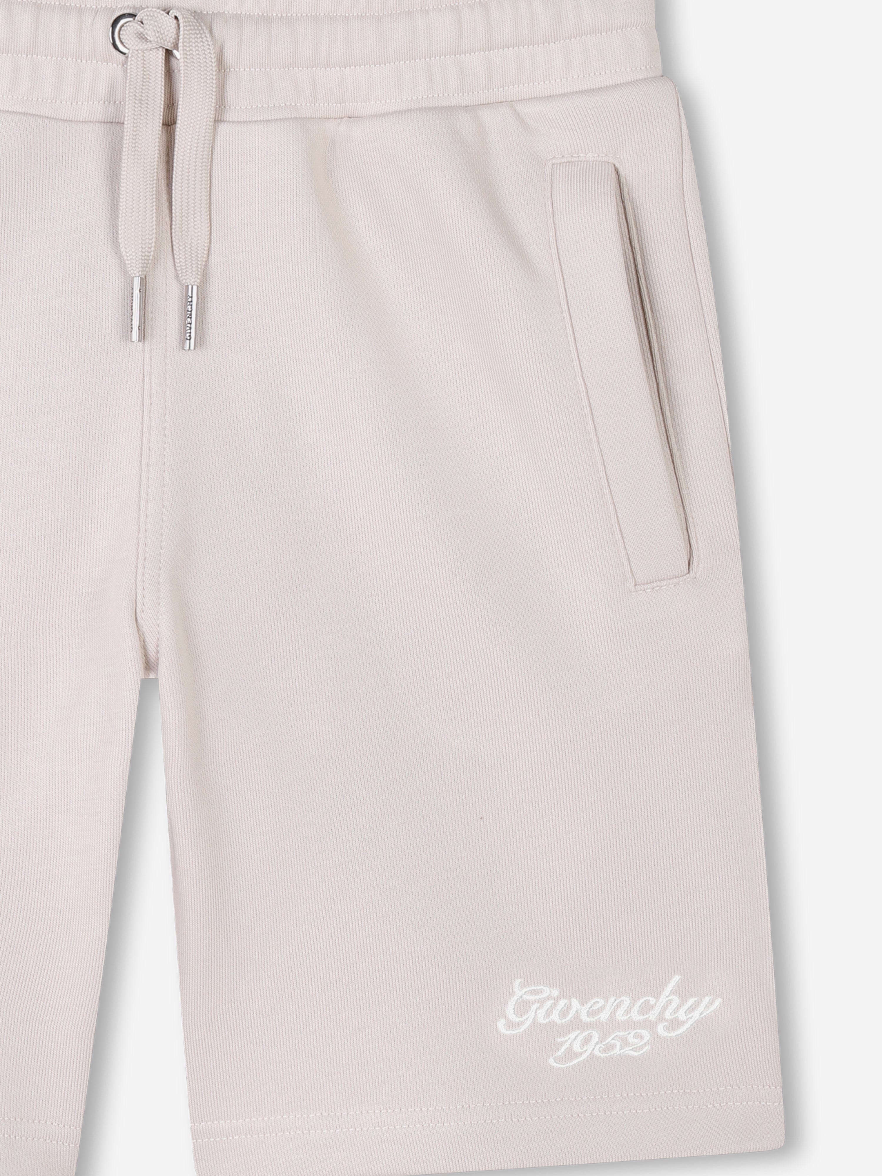 Boys Embroidered Logo Shorts in Beige Authentic Online