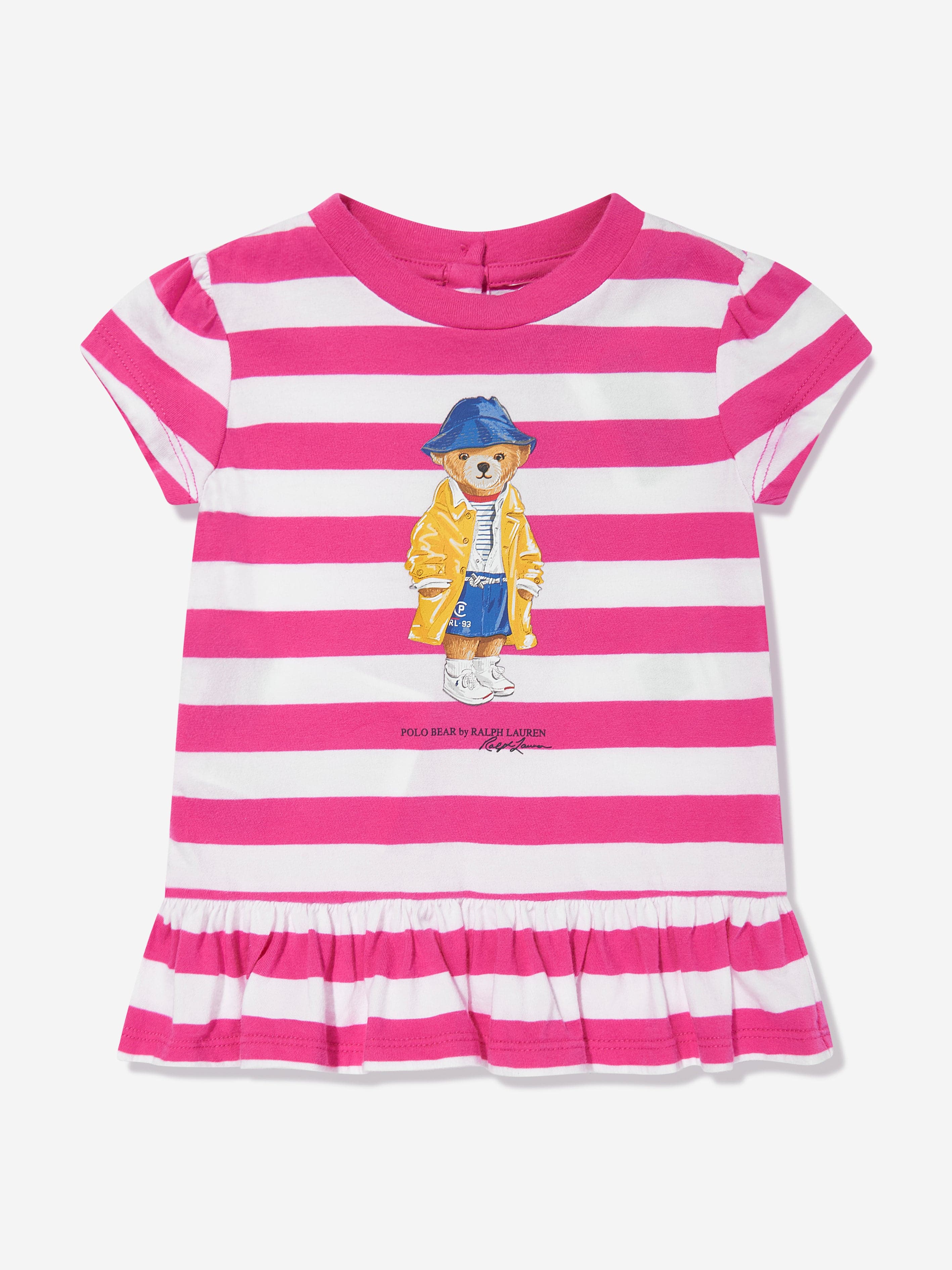 Baby Girls Striped Polo Bear T-Shirt in Pink Tumblr Cheap Pice