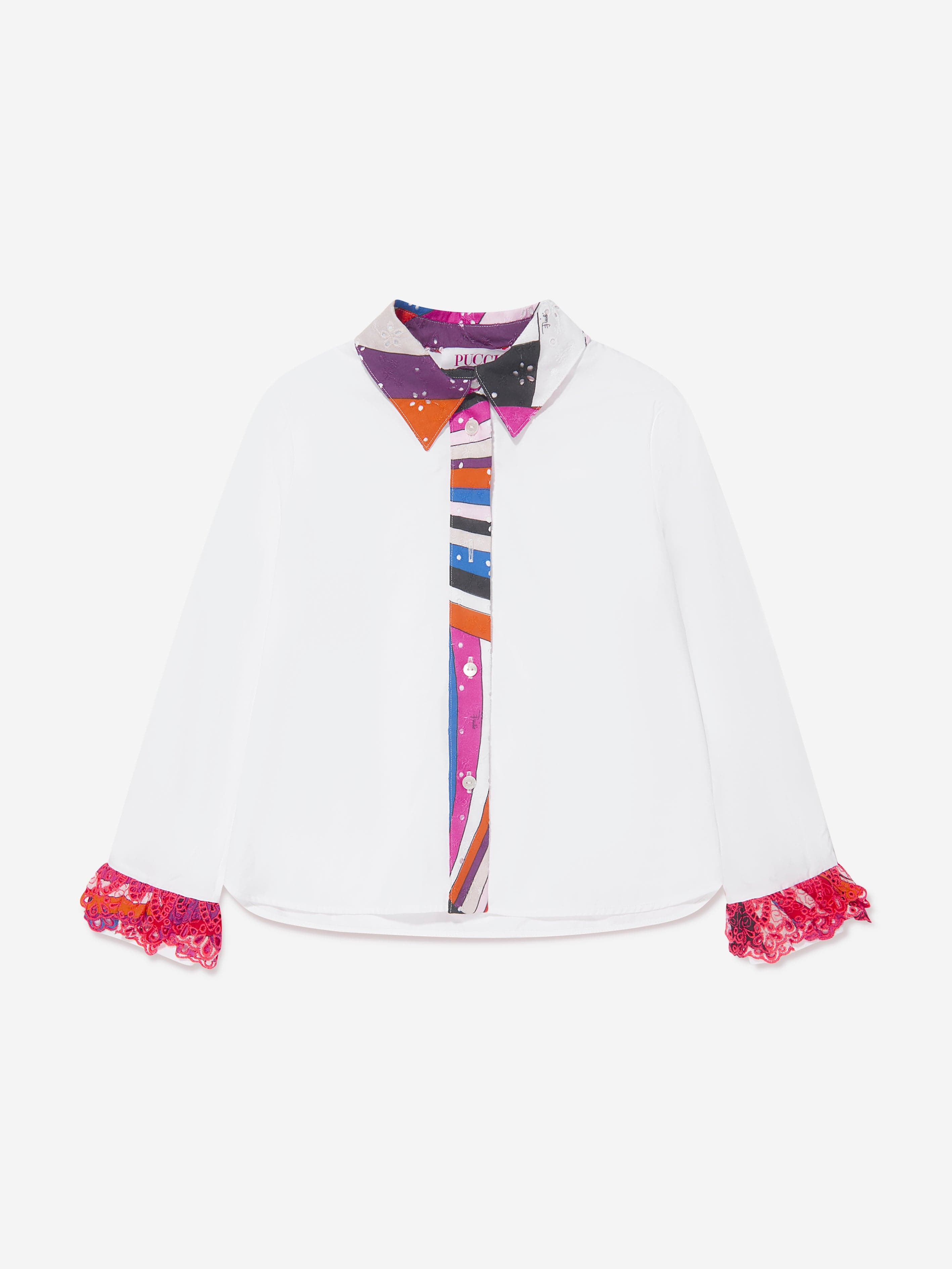 Pucci Girls Georgette Shirt in White Latest Collections