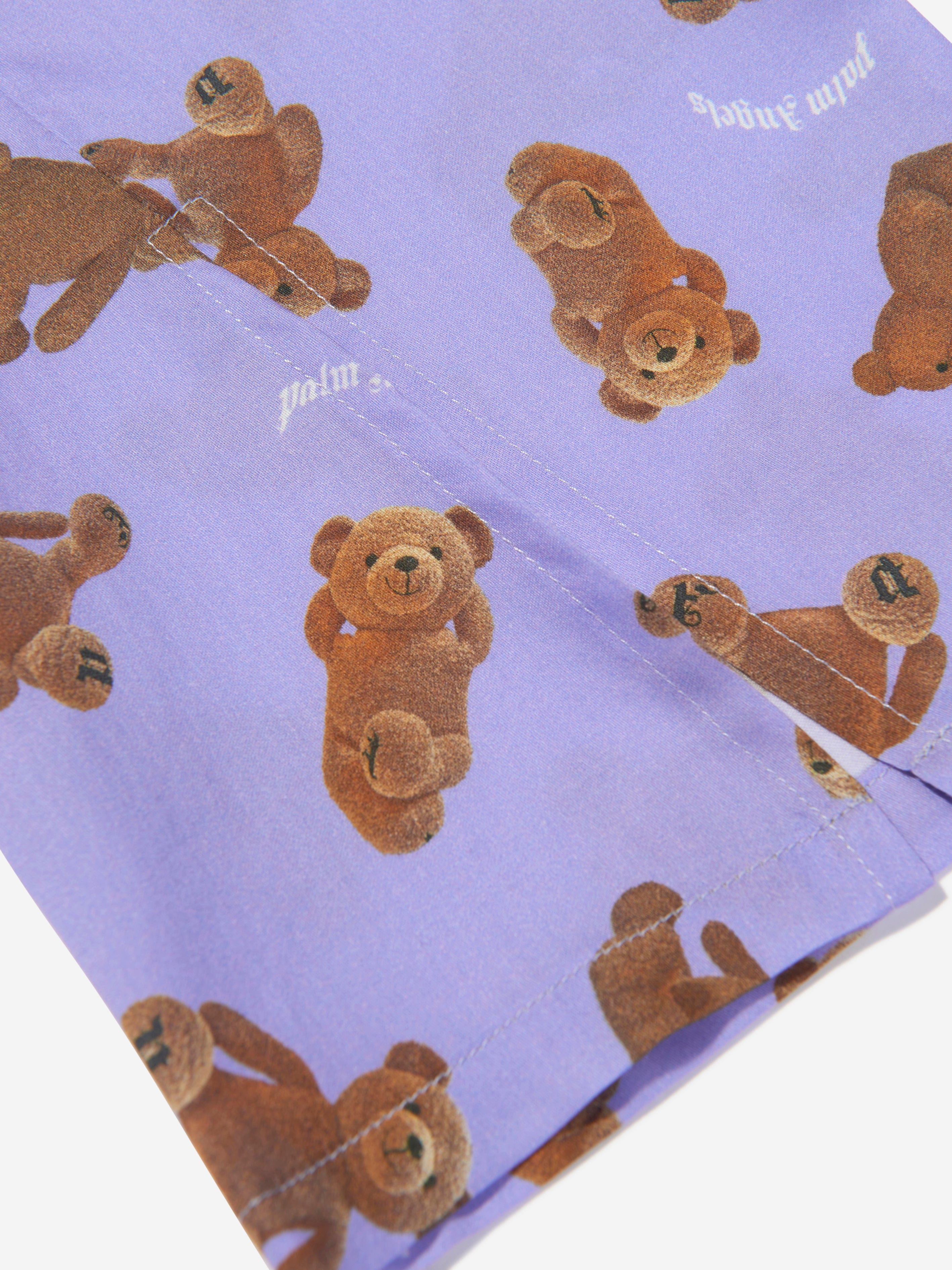 Palm Angels Girls AOP PA Bears Trousers in Lilac Outlet Collections