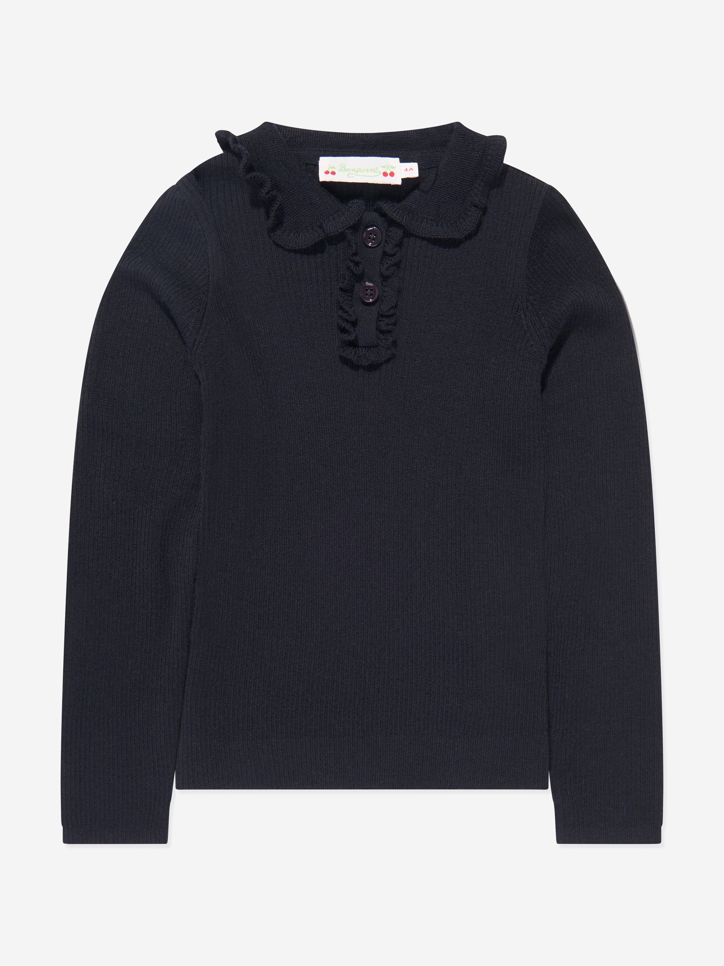 Bonpoint Girls Tiara Wool Polo Jumper in Navy New Arrival Cheap Pice