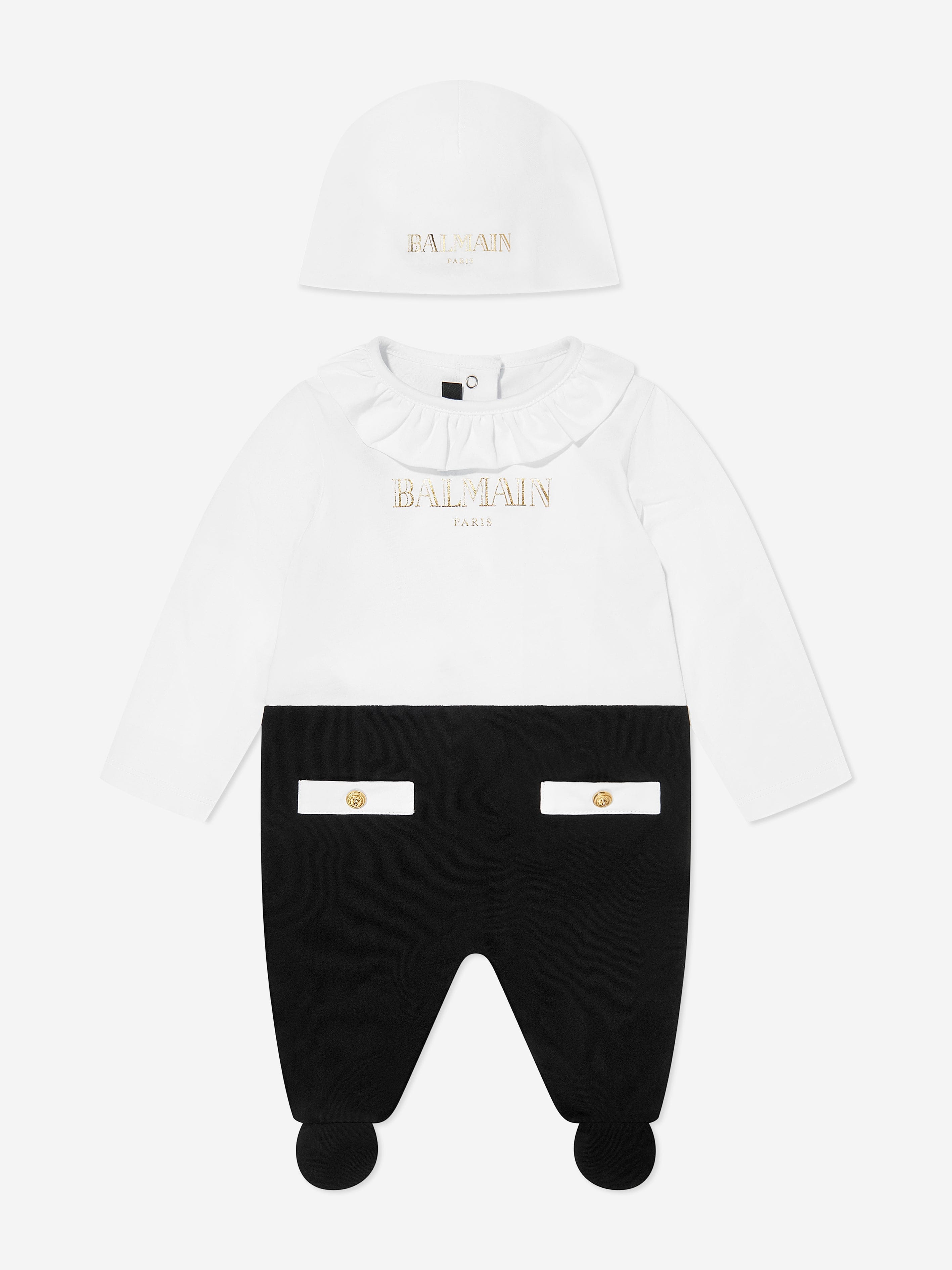 Balmain Baby Girls Babygrow Gift Set in White Online