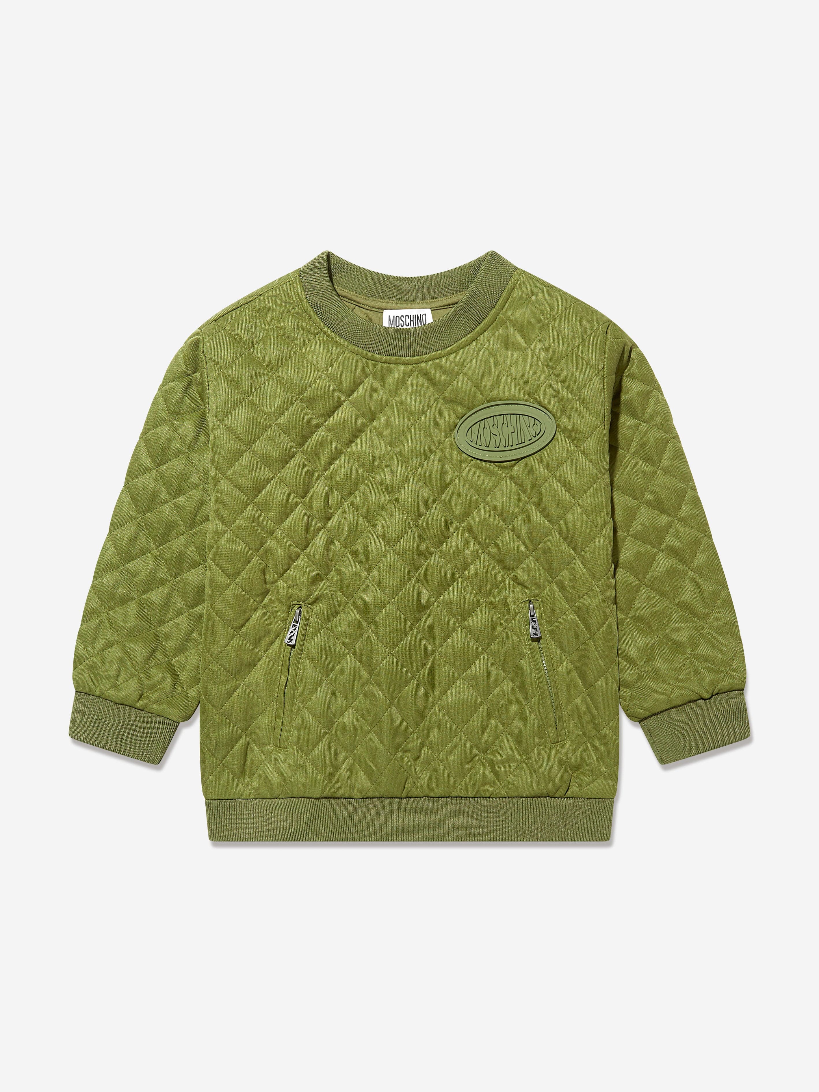 Moschino Boys Quilted Sweatshirt in Green Cheap Sale Amazon